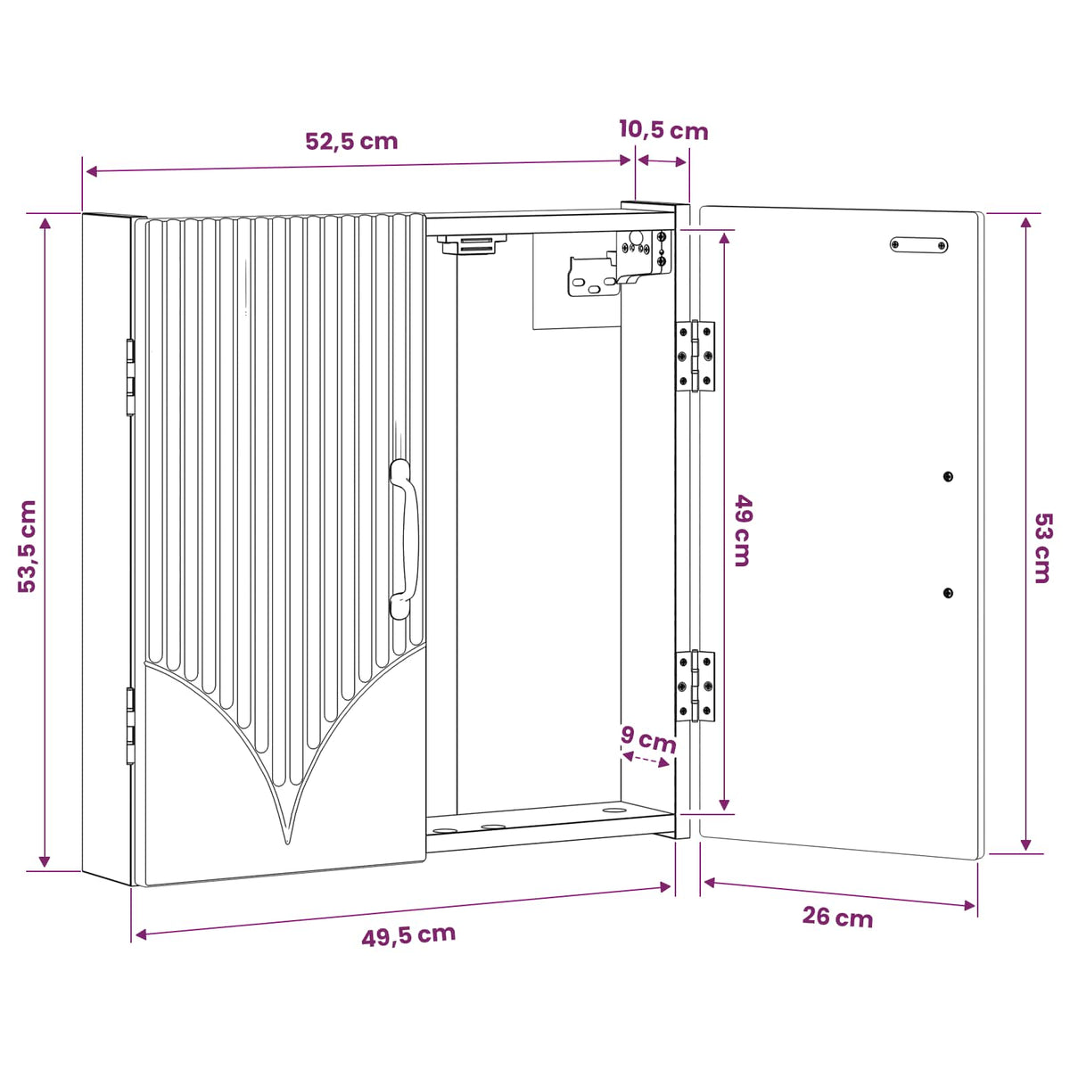 Kabinet za mete HOORN Hrast sonoma 52,5 x 10,5 x 53,5 cm