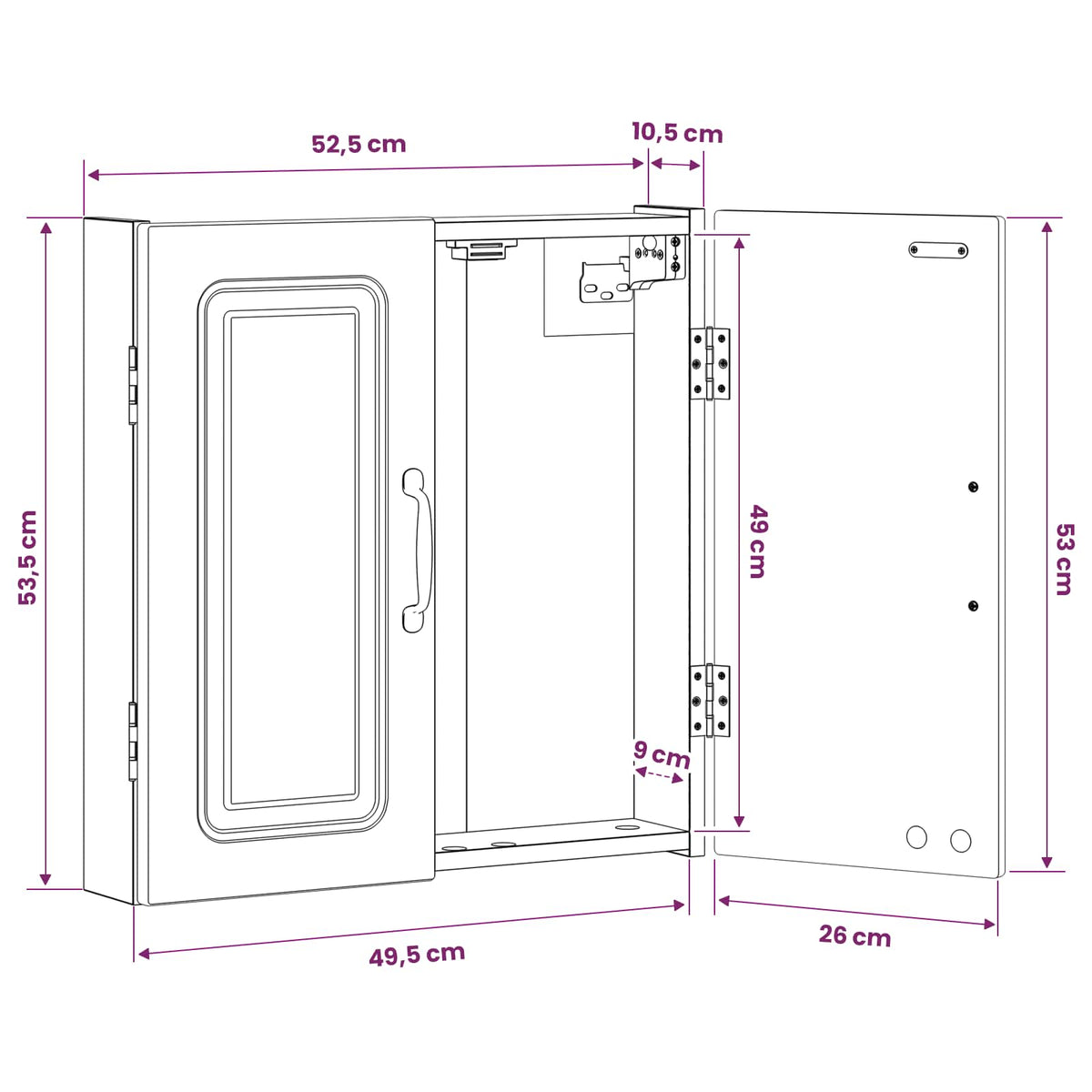 Kabinet za mete UTRECHT Dimljeni hrast 52,5 x 10,5 x 53,5 cm