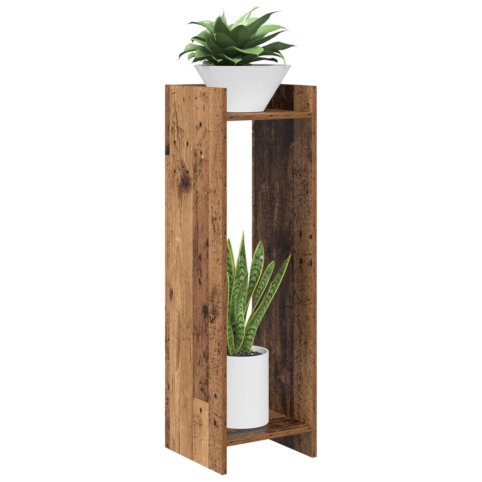 Stalak za biljke s policom 2 pcs Staro drvo 30 x 30 x 100 cm