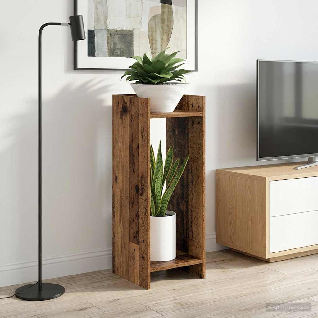 Stalak za biljke s policom 2 pcs Staro drvo 30 x 30 x 80 cm
