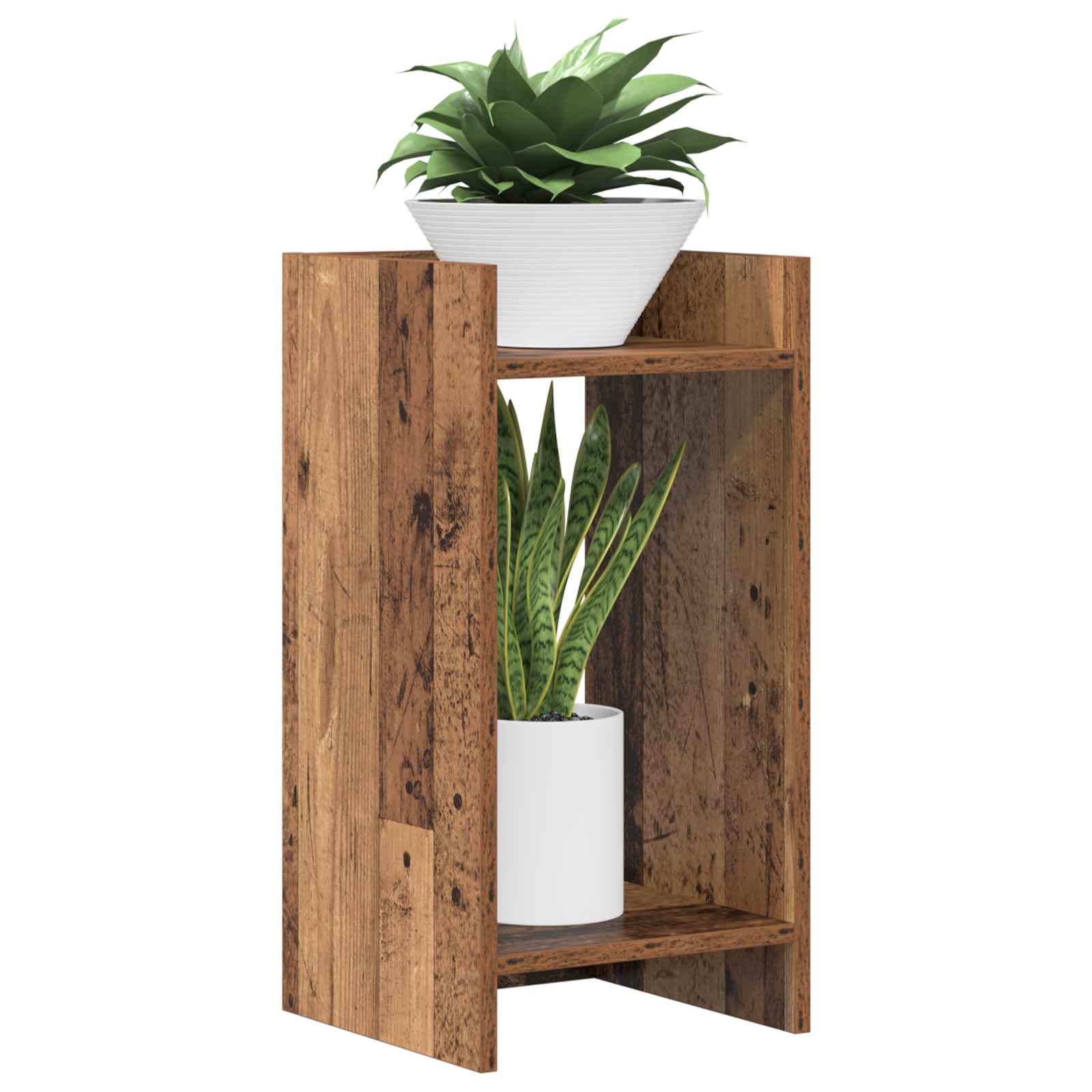 Stalak za biljke s policom 2 pcs Staro drvo 30 x 30 x 60 cm