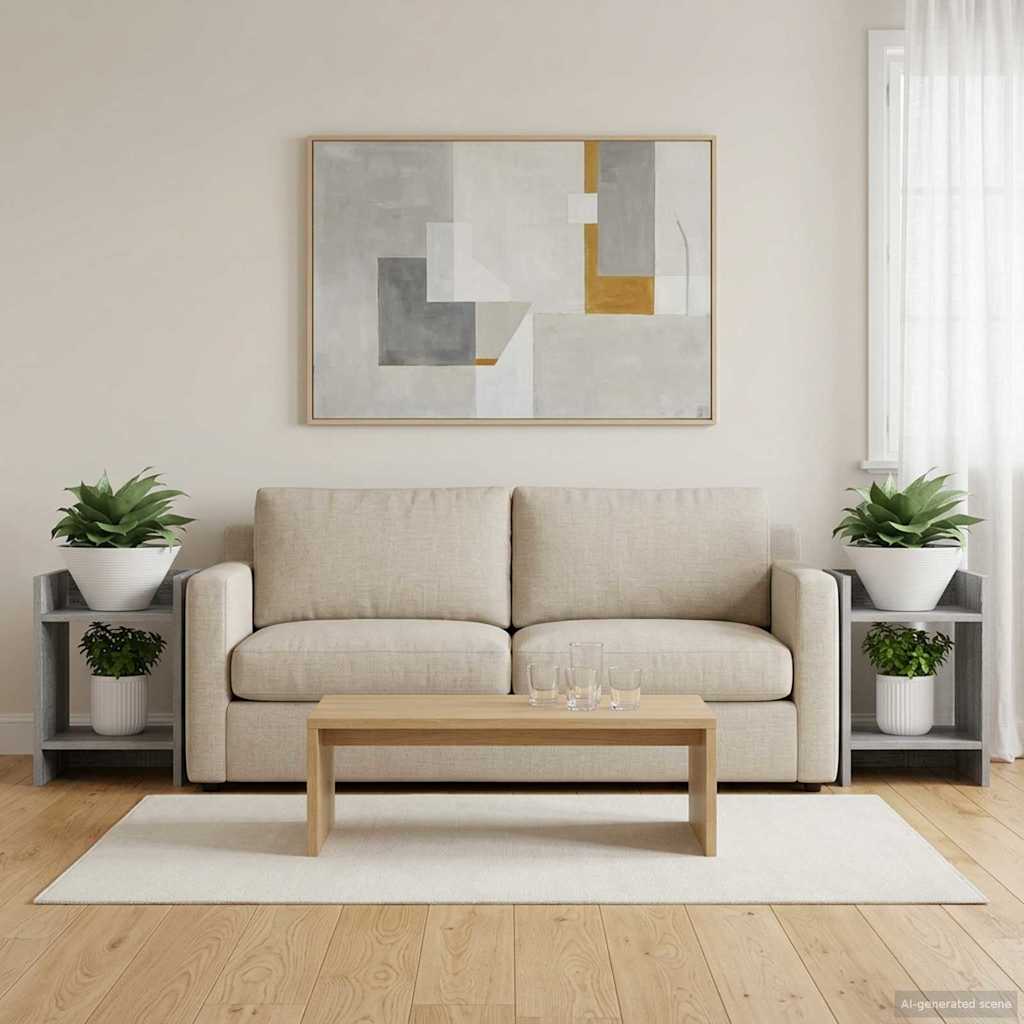 Stalak za biljke s policom 2 pcs Sivi Sonoma 30 x 30 x 40 cm