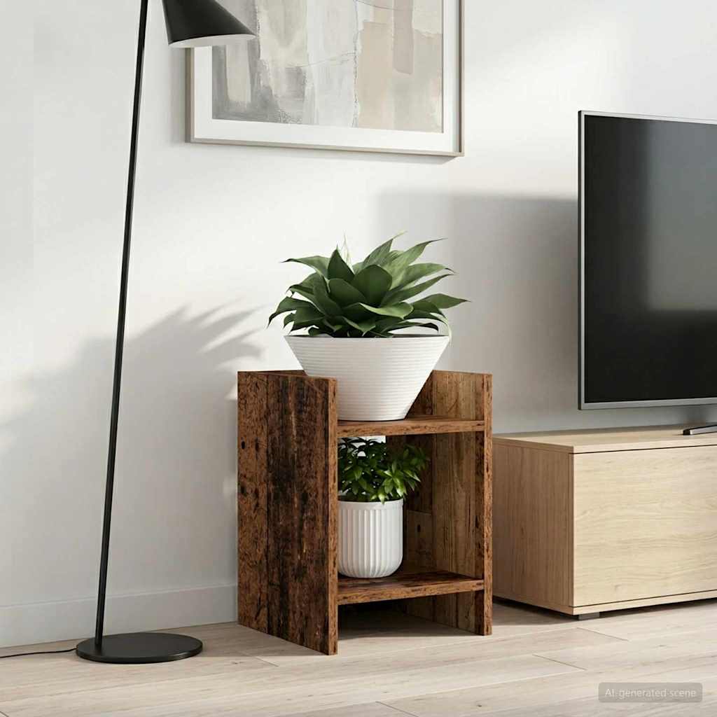 Stalak za biljke s policom 2 pcs Staro drvo 30 x 30 x 40 cm