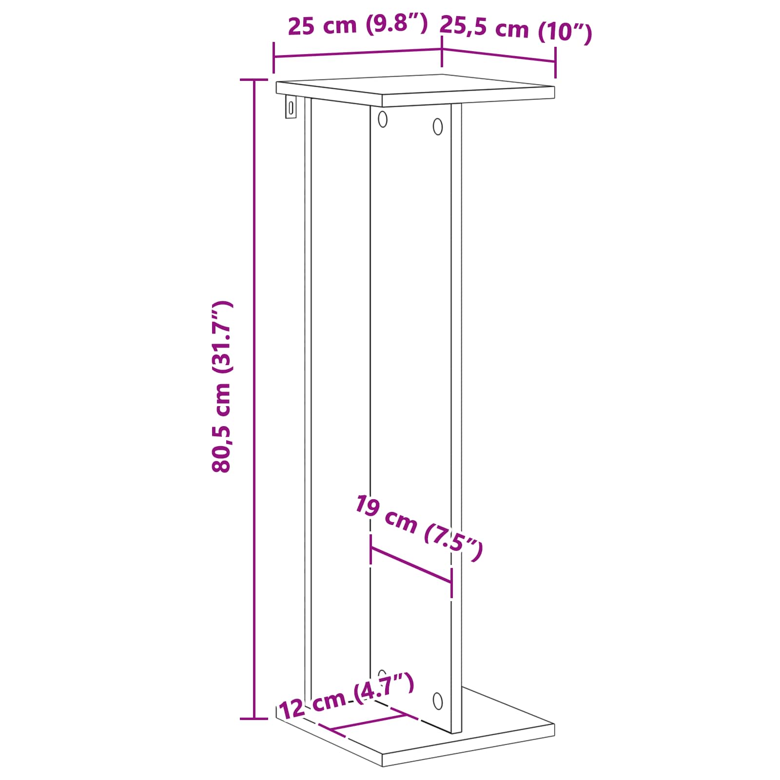 Stalak za biljke 2 pcs Crni Hrast 25 x 25,5 x 80,5 cm