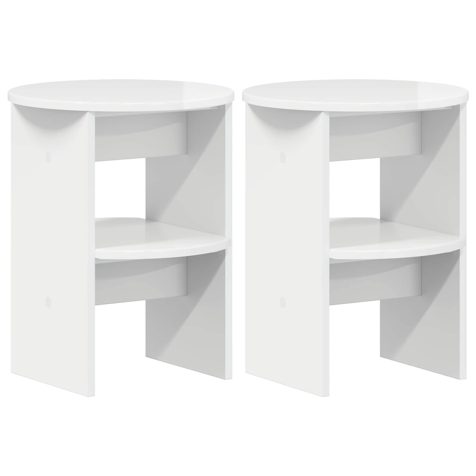Pomoćni ormarić 2 pcs Visoki Sjaj Bijeli Ø40 x 50 cm