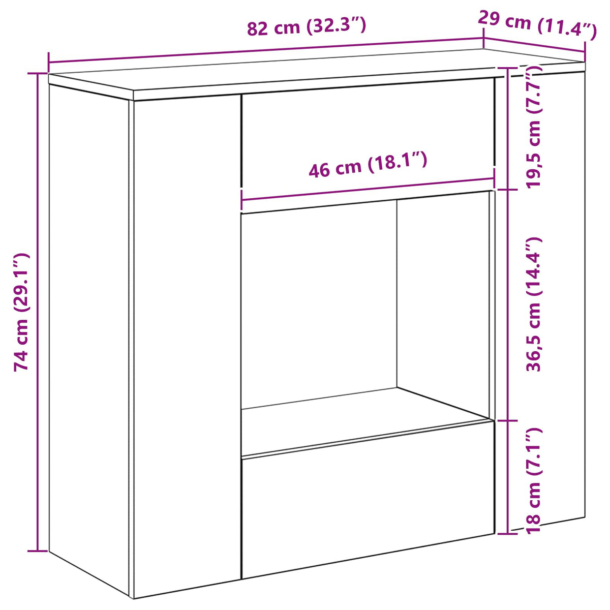 Betonsko Siva 82 x 29 x 74 cm