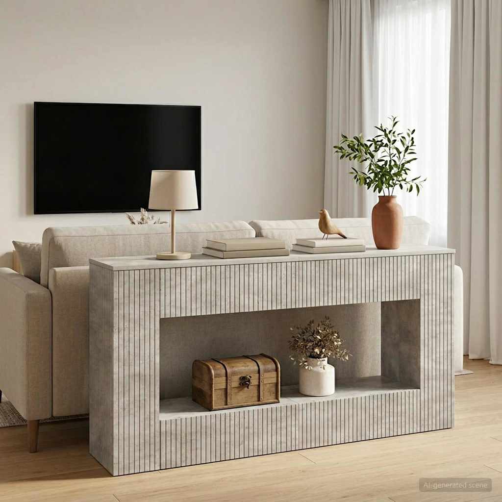Konzolna stolica Prugasti Betonsko Siva 155 x 29 x 74 cm