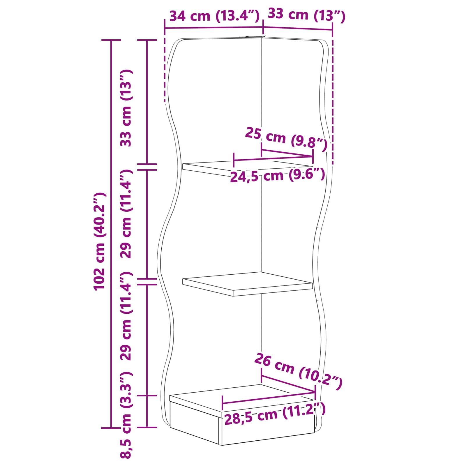 Kutna polica Hrast sonoma 34 x 33 x 102 cm Konstruirano drvo