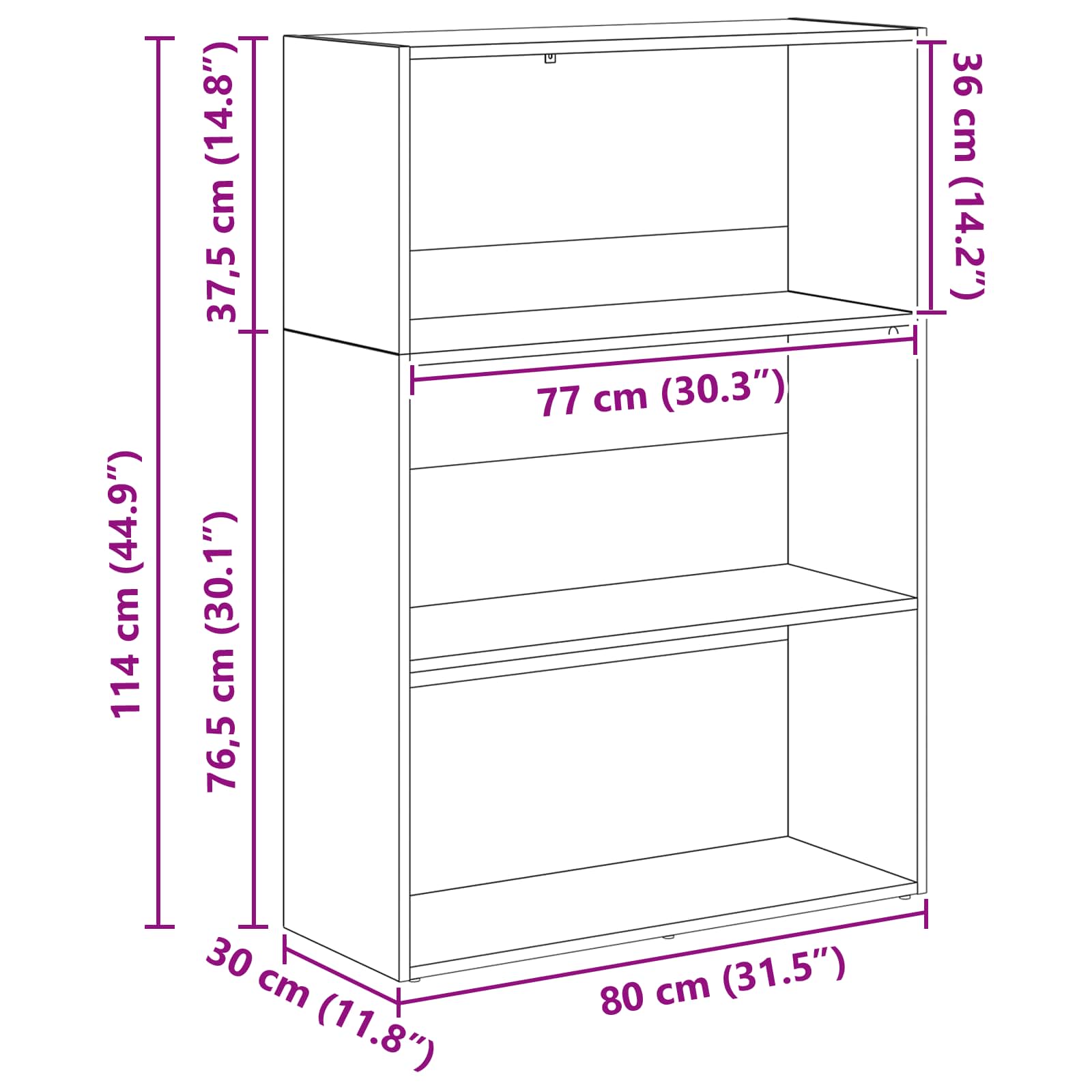 Polica Crni hrast 80 x 30 x 114 cm Konstruirano drvo