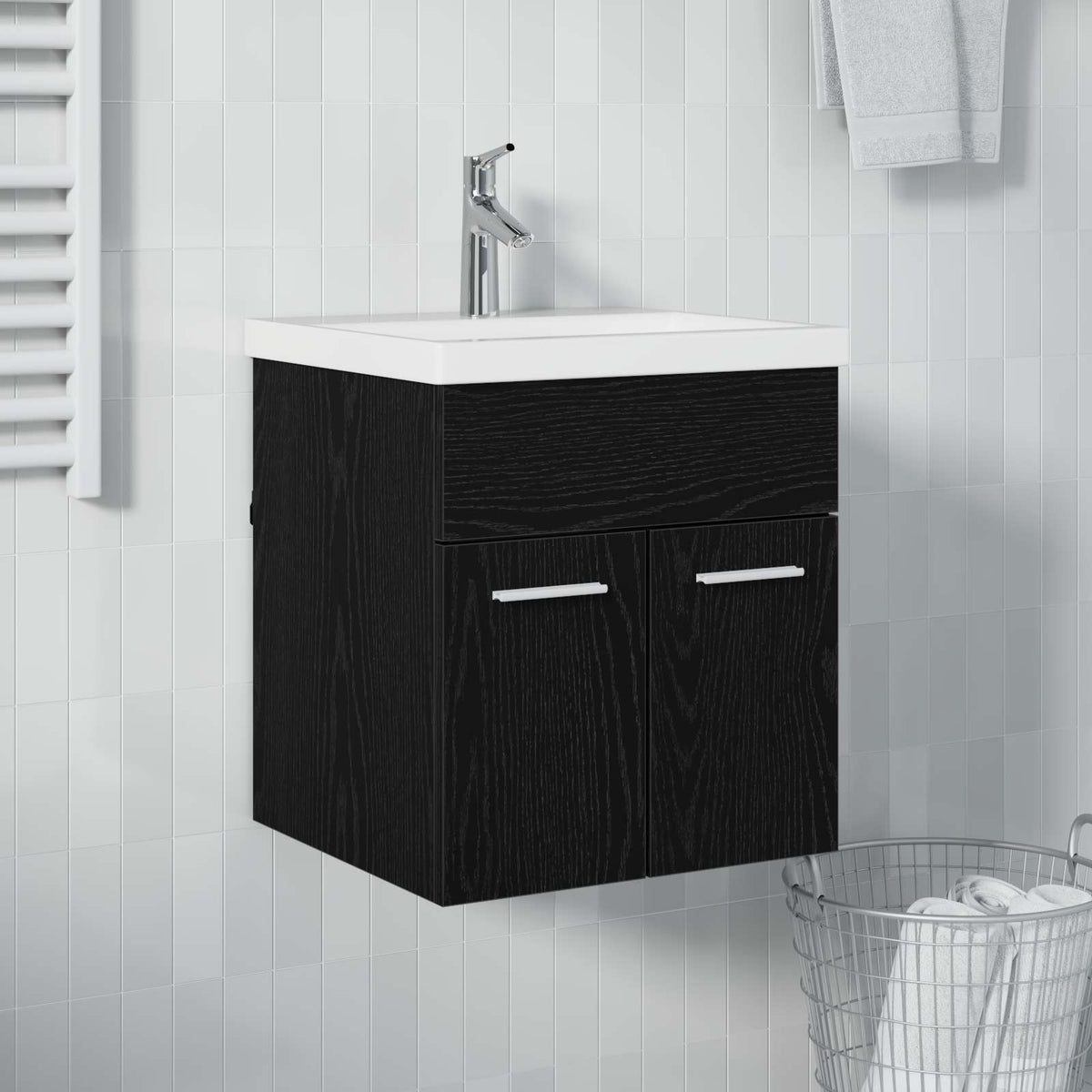 Ormarić za umivaonik s pohranom Crni hrast 41 x 38,5 x 46 cm