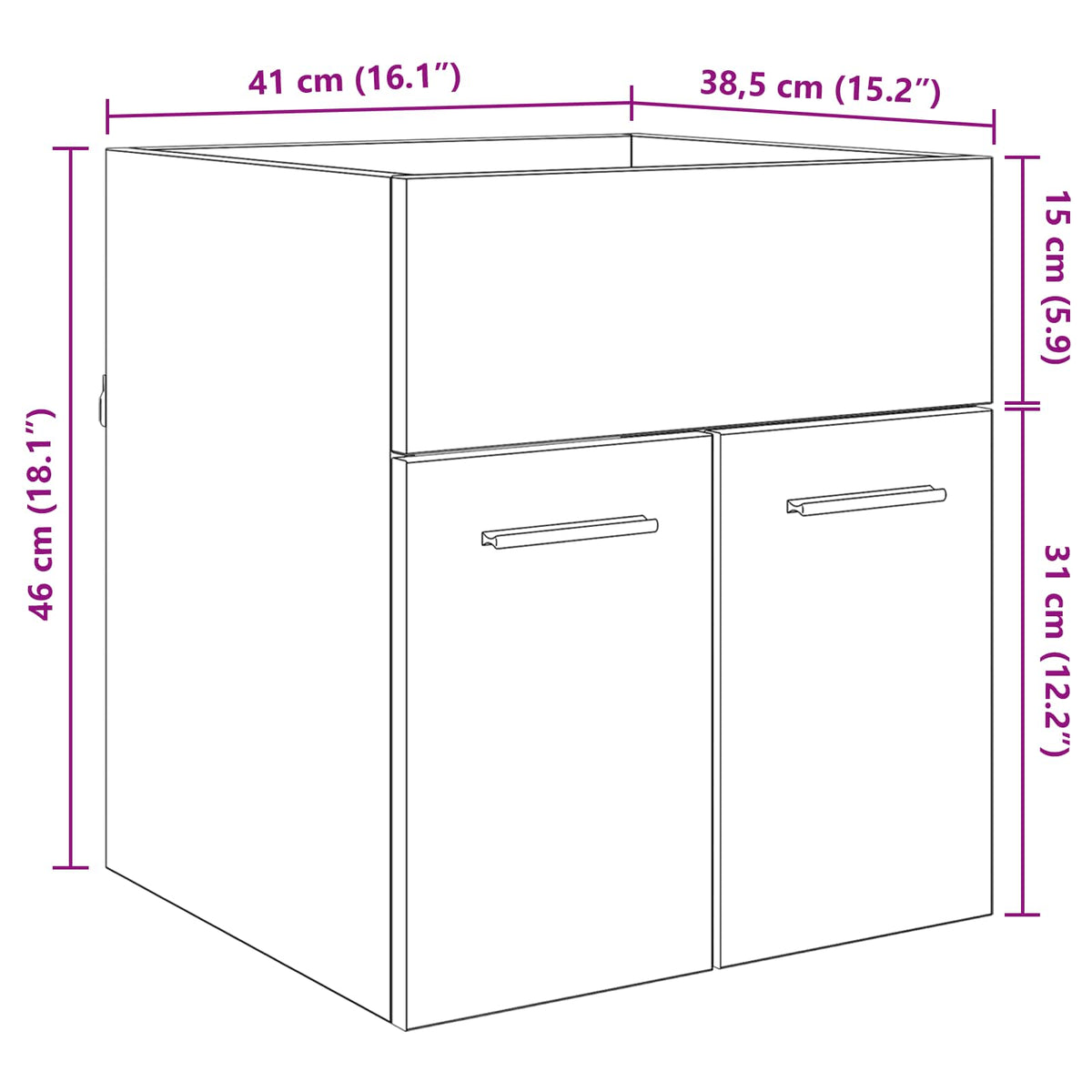 Ormarić za umivaonik s pohranom Crni hrast 41 x 38,5 x 46 cm