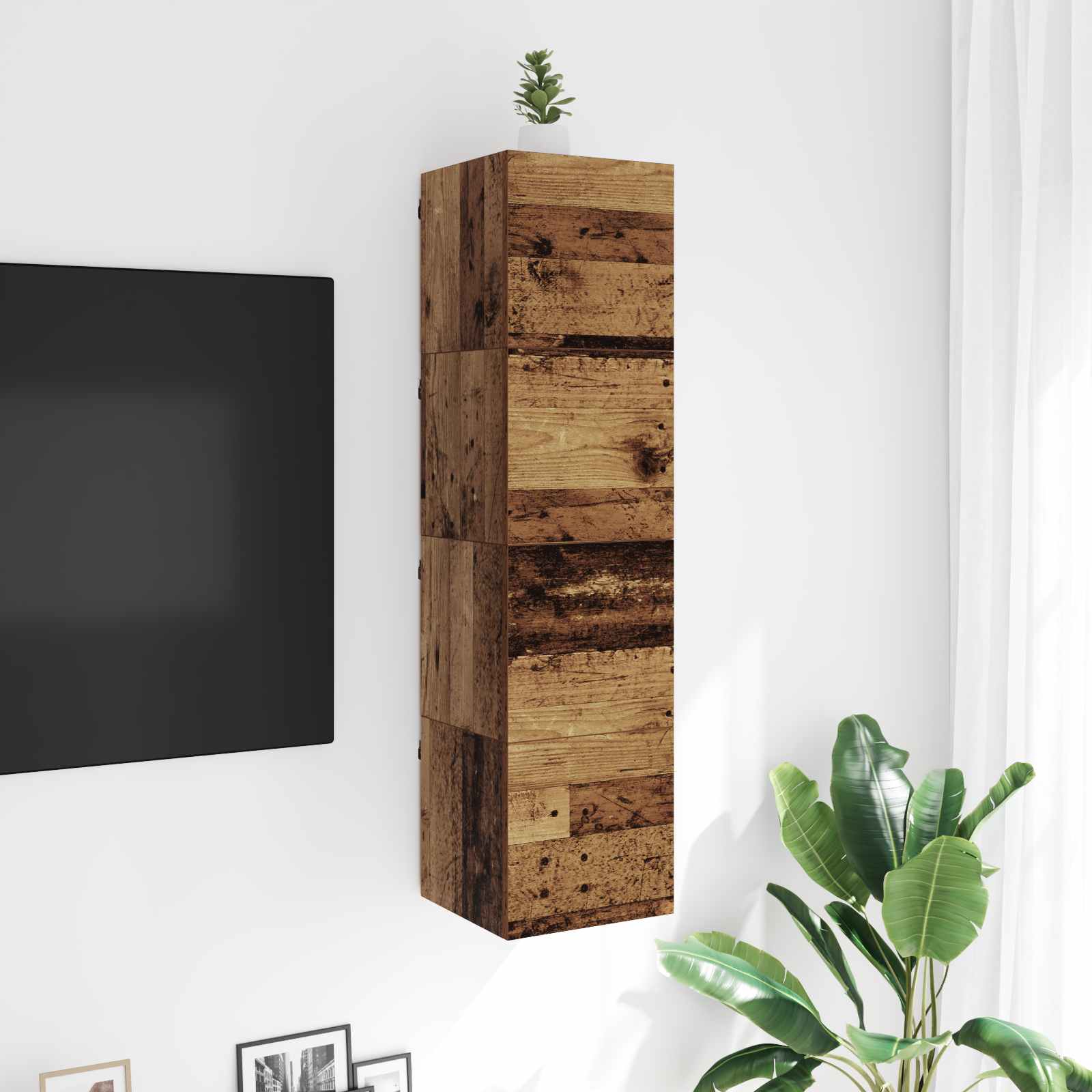 Ormar za TV montiran na zid Zidne Staro drvo 30,5 x 30 x 30 cm