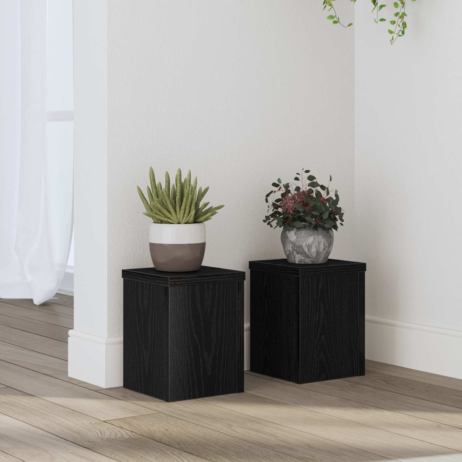 Stalak za biljke 2 pcs Crni hrast 15 x 15 x 20 cm