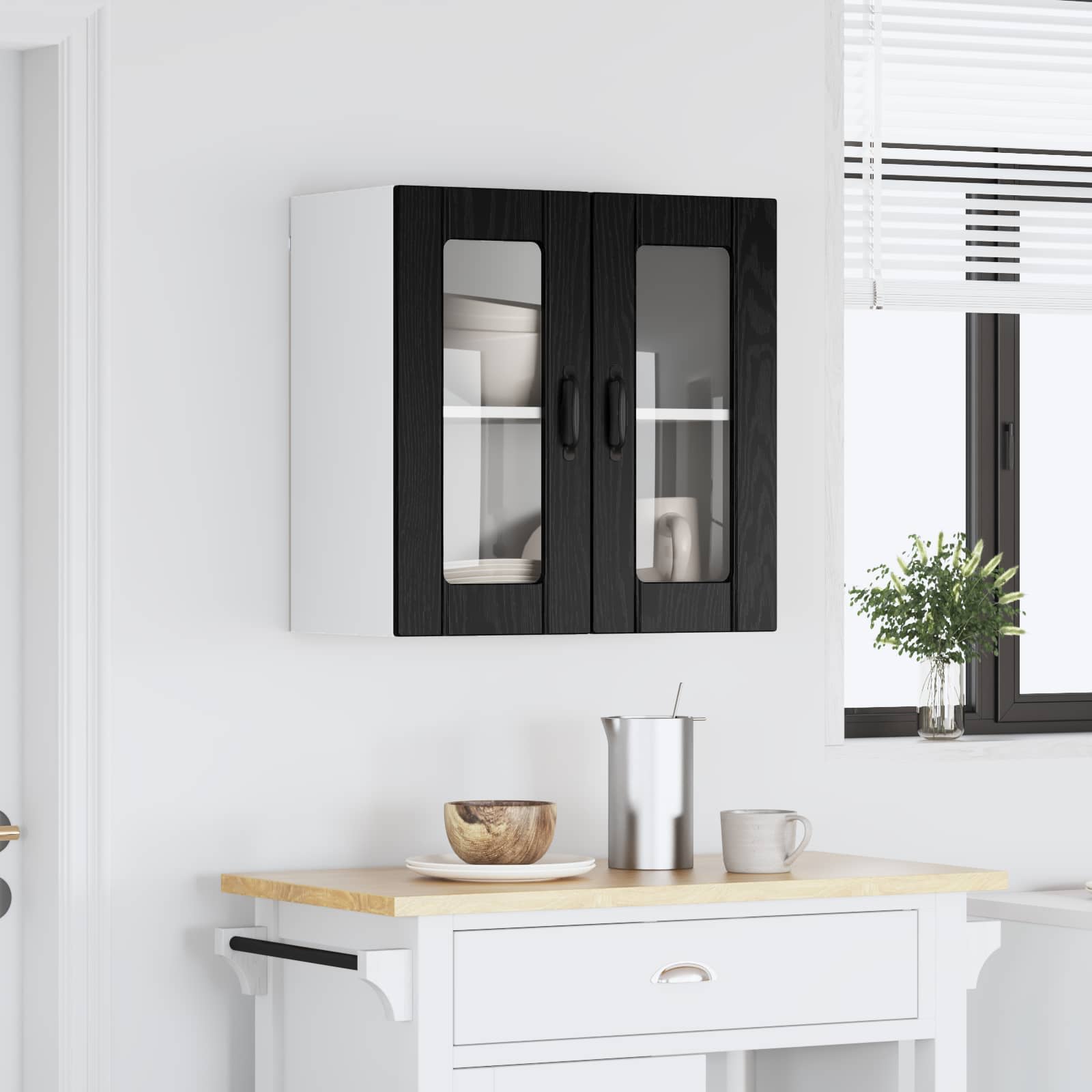 Zidni stakleni ormarić Lucca Crni hrast 60 x 31 x 60 cm