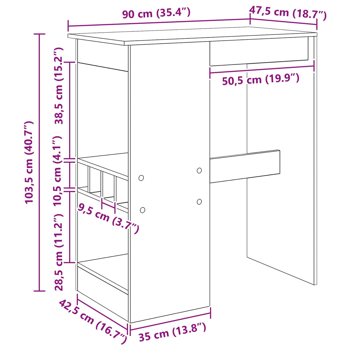 Stol za bar Crni hrast 90 x 47.5 x 103.5 cm Konstruirano drvo