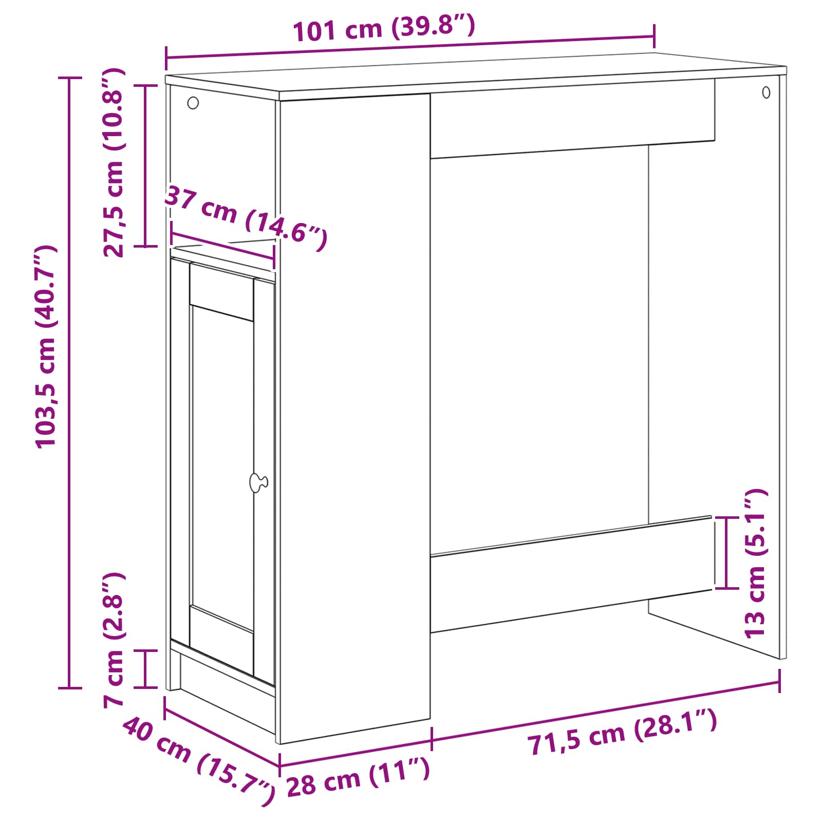 Stol za bar Crni hrast 101 x 40 x 103,5 cm Konstruirano drvo