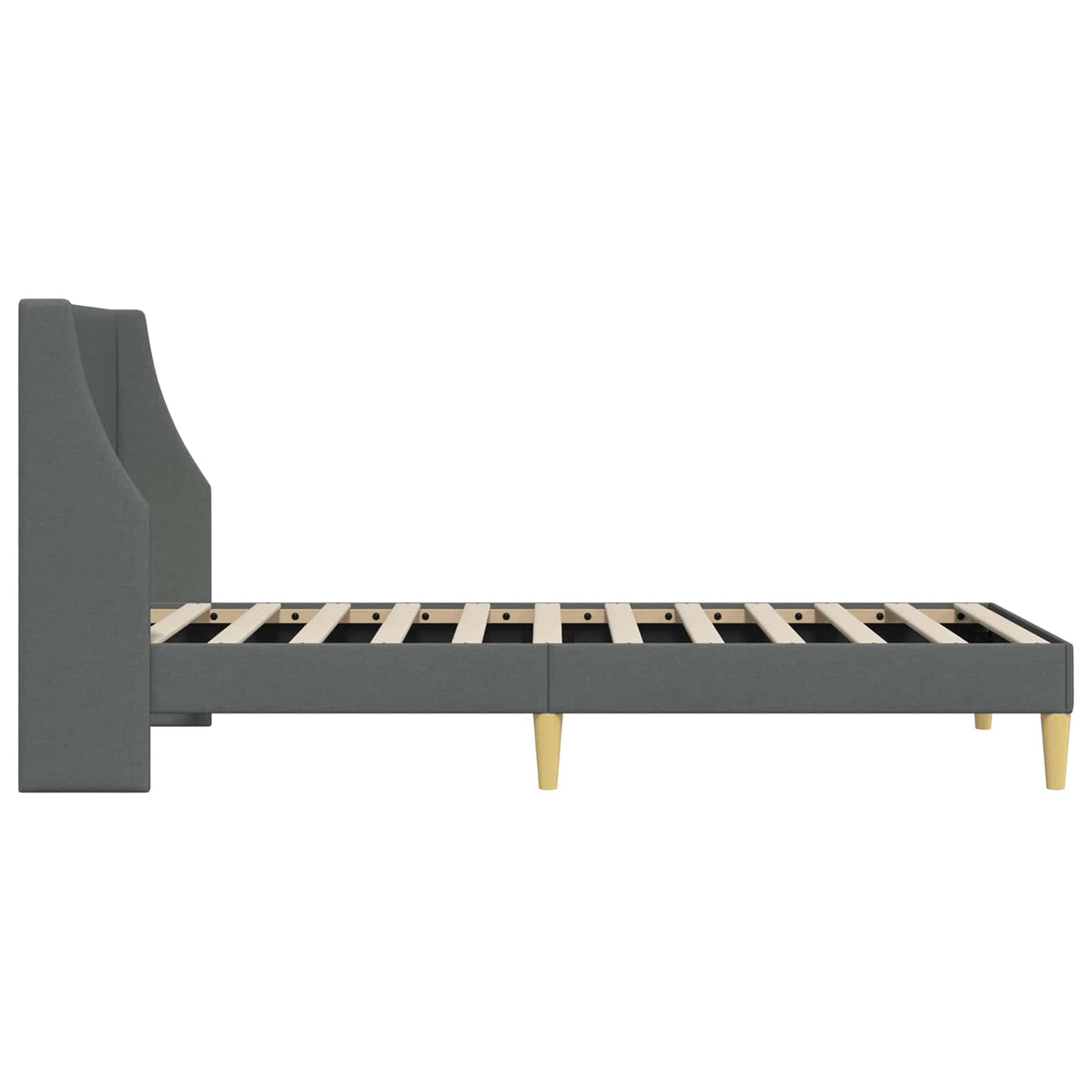 Krevetna konstrukcija Jednobojno Tamno siva 90 x 200 cm tkanina