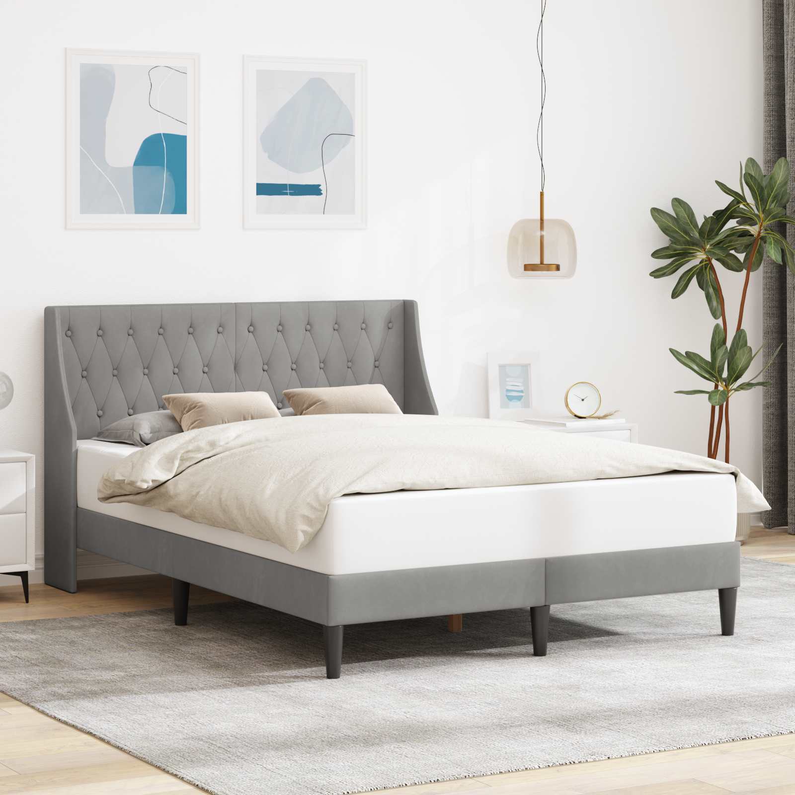 Krevetna konstrukcija Svijetlo siva 120 x 200 cm Baršun
