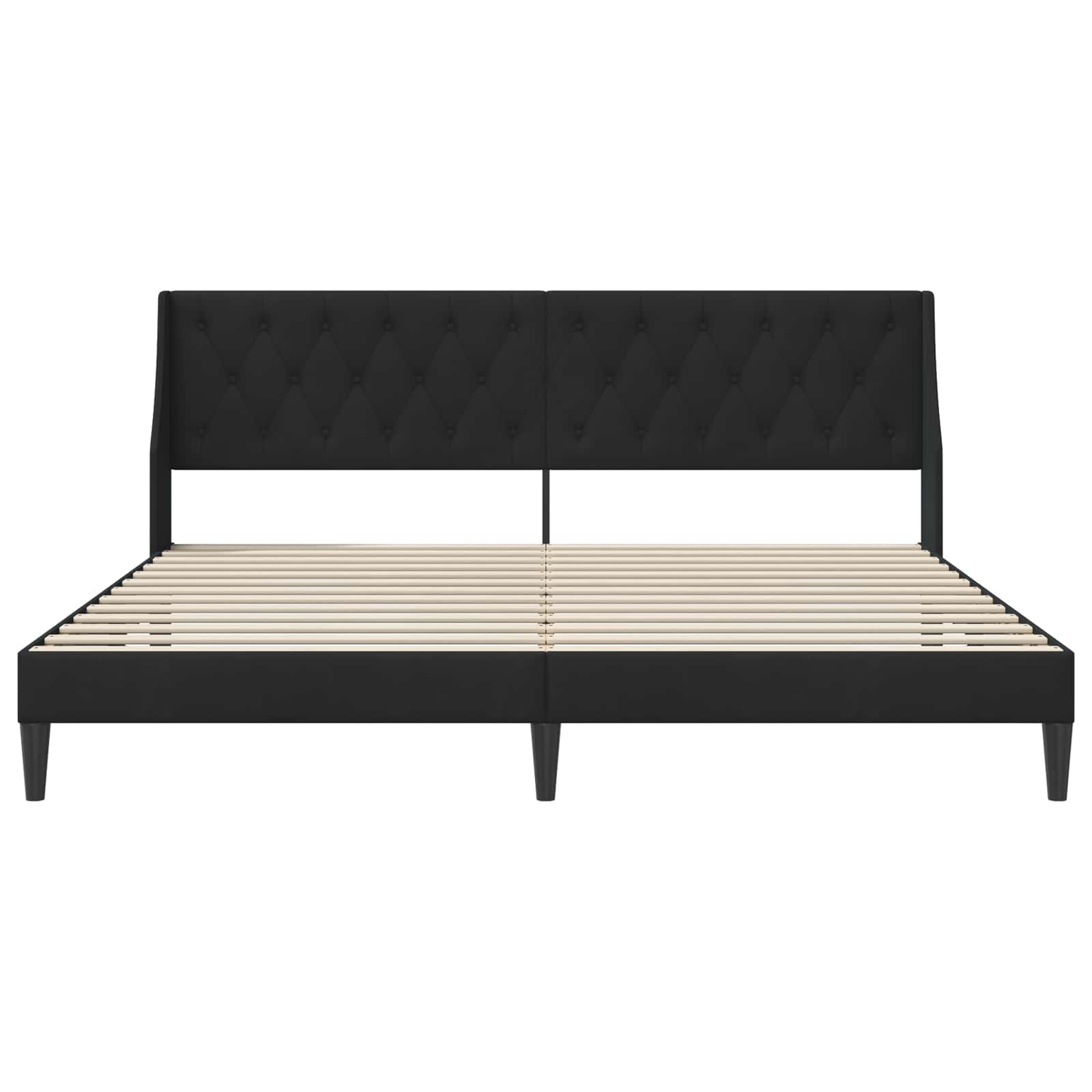 Krevetna konstrukcija s uzglavljem Crna 200 x 200 cm Baršun