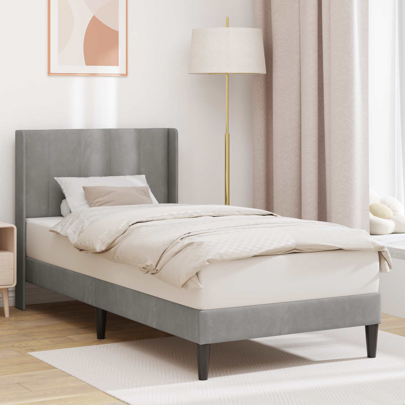 Krevetna konstrukcija Svjetlosiva 90 x 200 cm Baršun