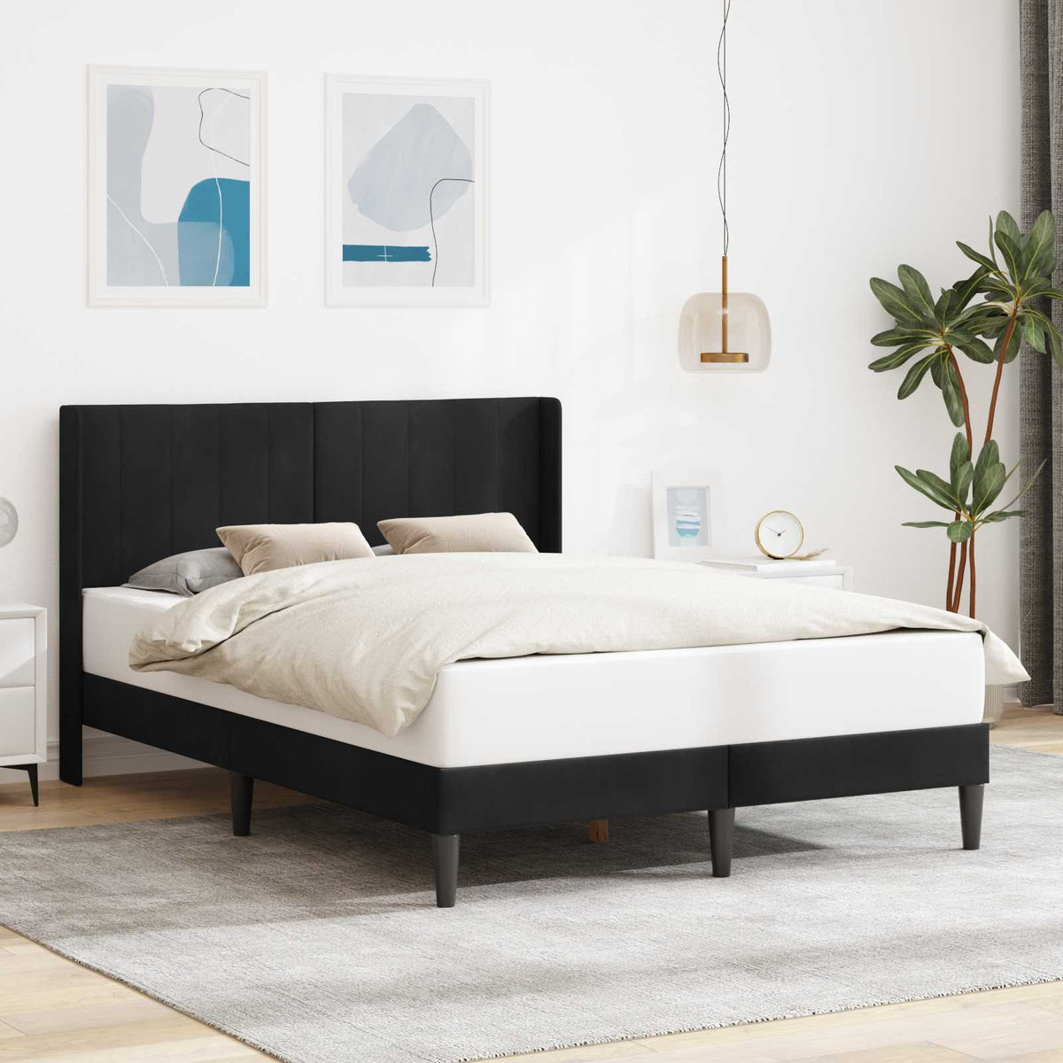 Krevetna konstrukcija s uzglavljem Crna 120 x 200 cm Baršun