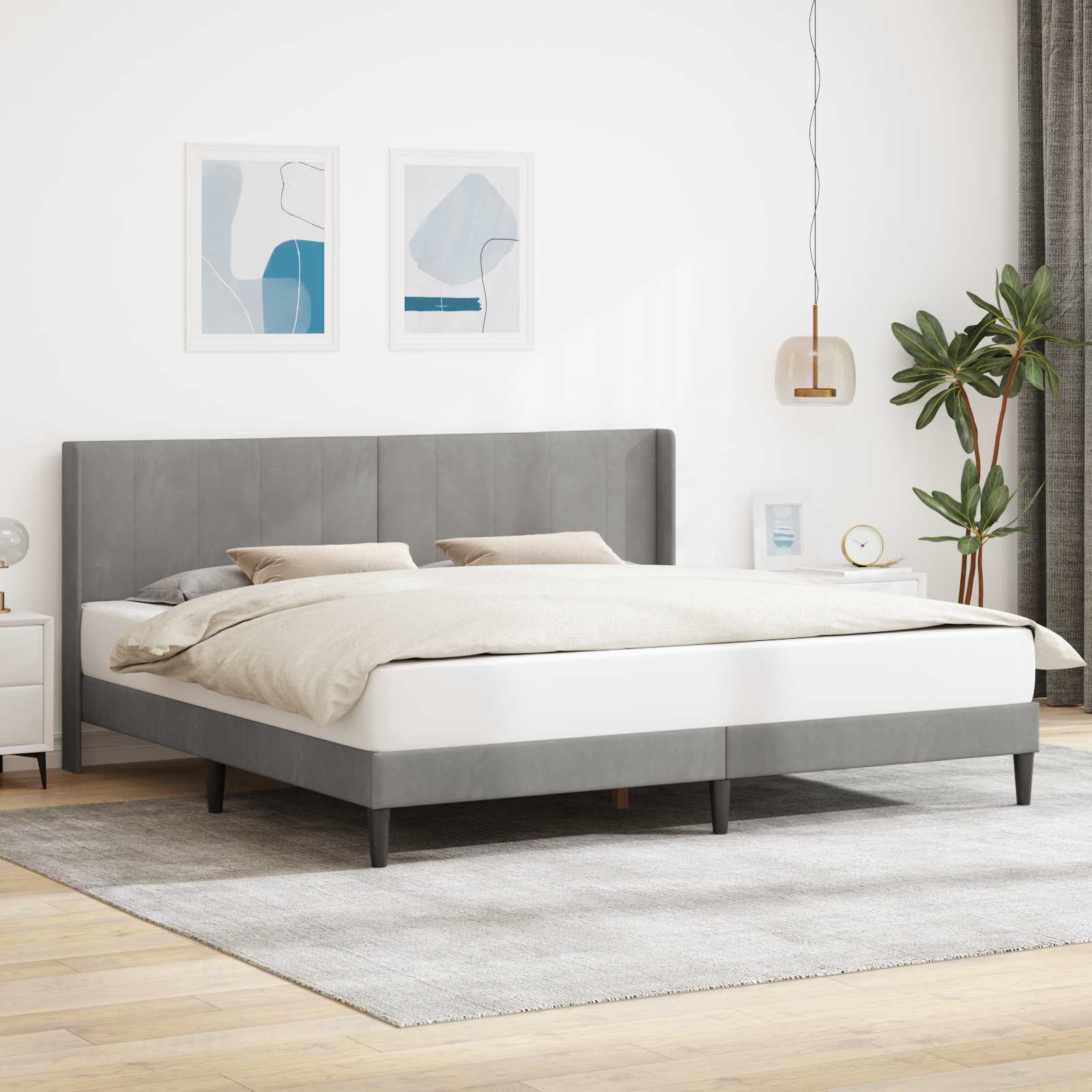 Krevetna konstrukcija Svjetlosiva 200 x 200 cm Baršun