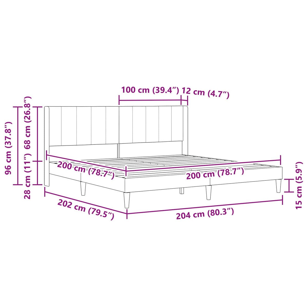 Krevetna konstrukcija Svjetlosiva 200 x 200 cm Baršun