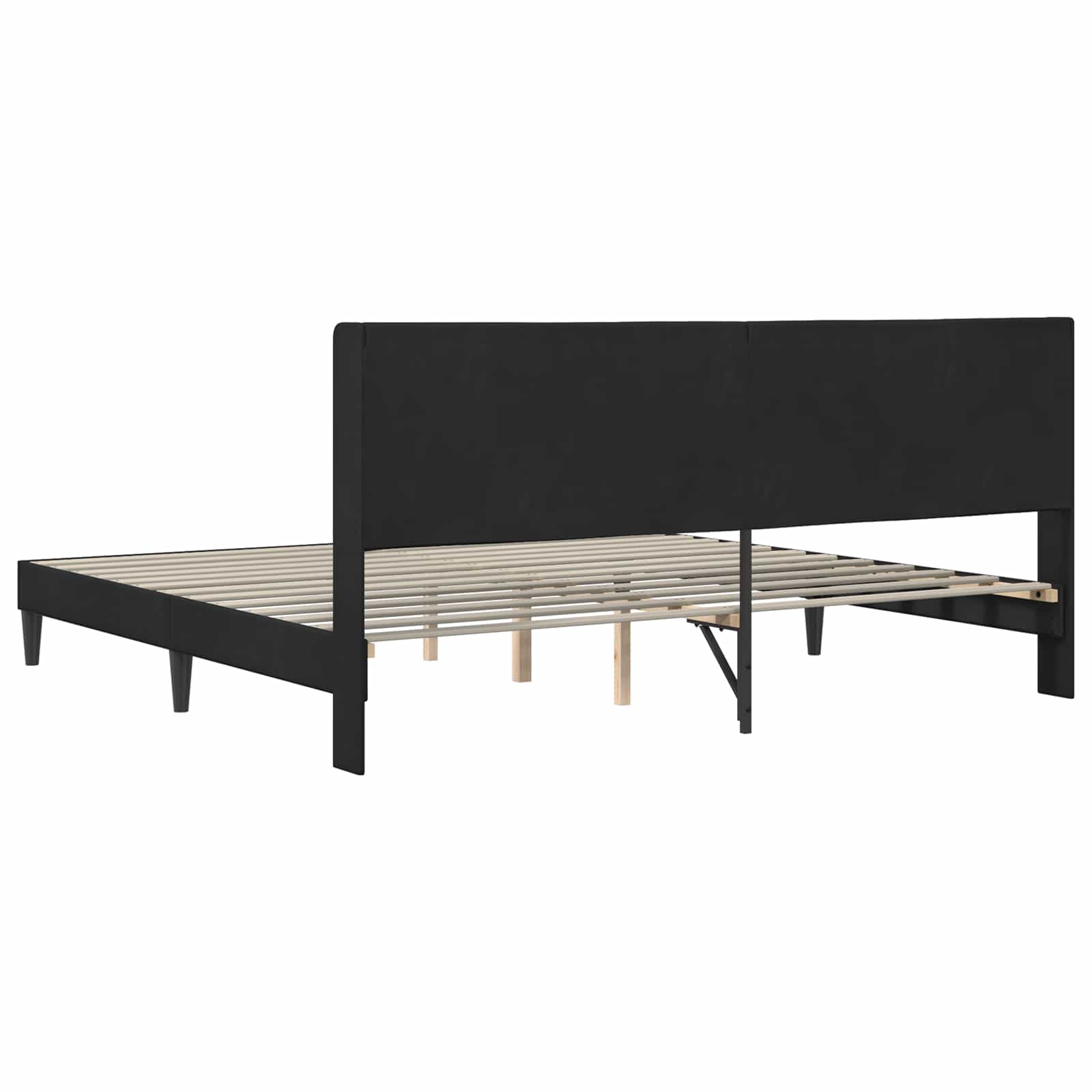 Krevetna konstrukcija s uzglavljem Crna 200 x 200 cm Baršun