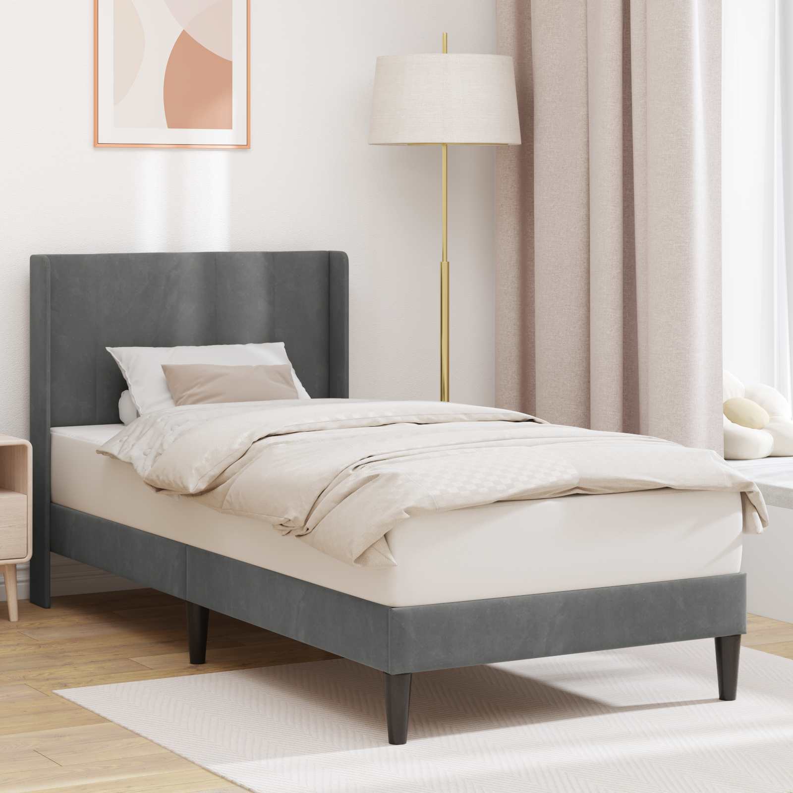 Krevetna konstrukcija Tamnosiva 100 x 203 cm Baršun