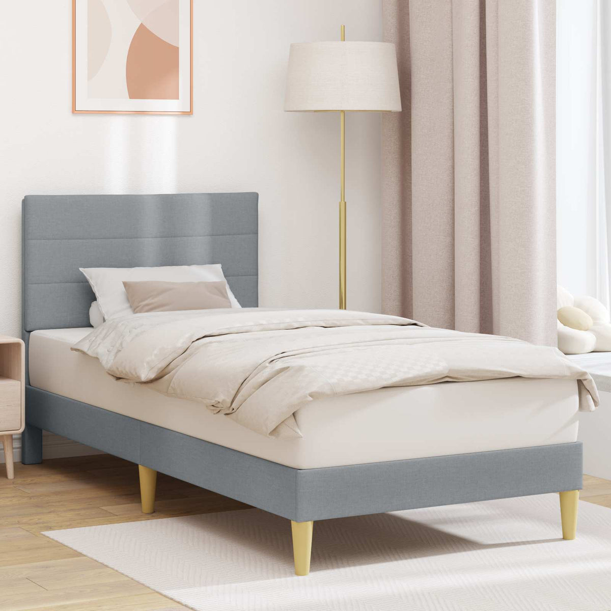Krevetna konstrukcija Svjetlosiva 90 x 200 cm Tkanina