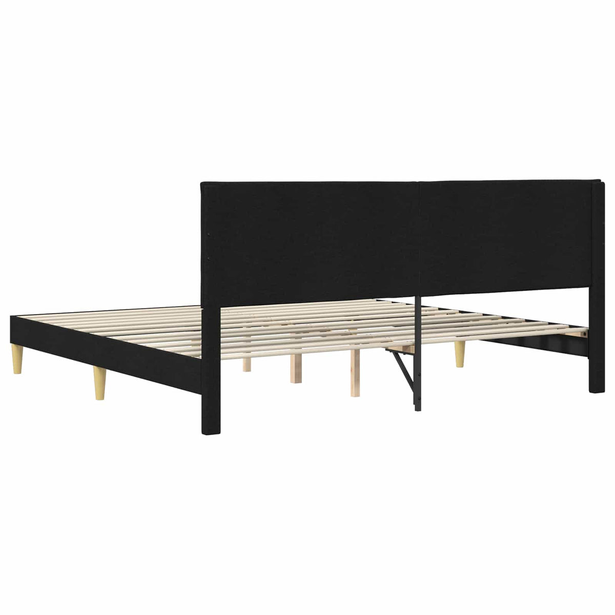 Krevetna konstrukcija s uzglavljem Crna 200 x 200 cm Tkanina