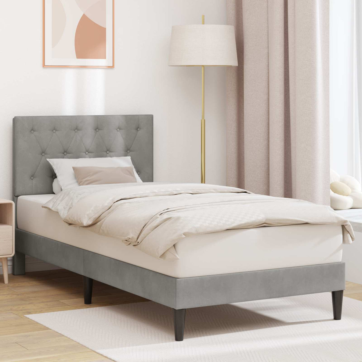 Krevetna konstrukcija Svjetlosiva 100 x 200 cm Baršun