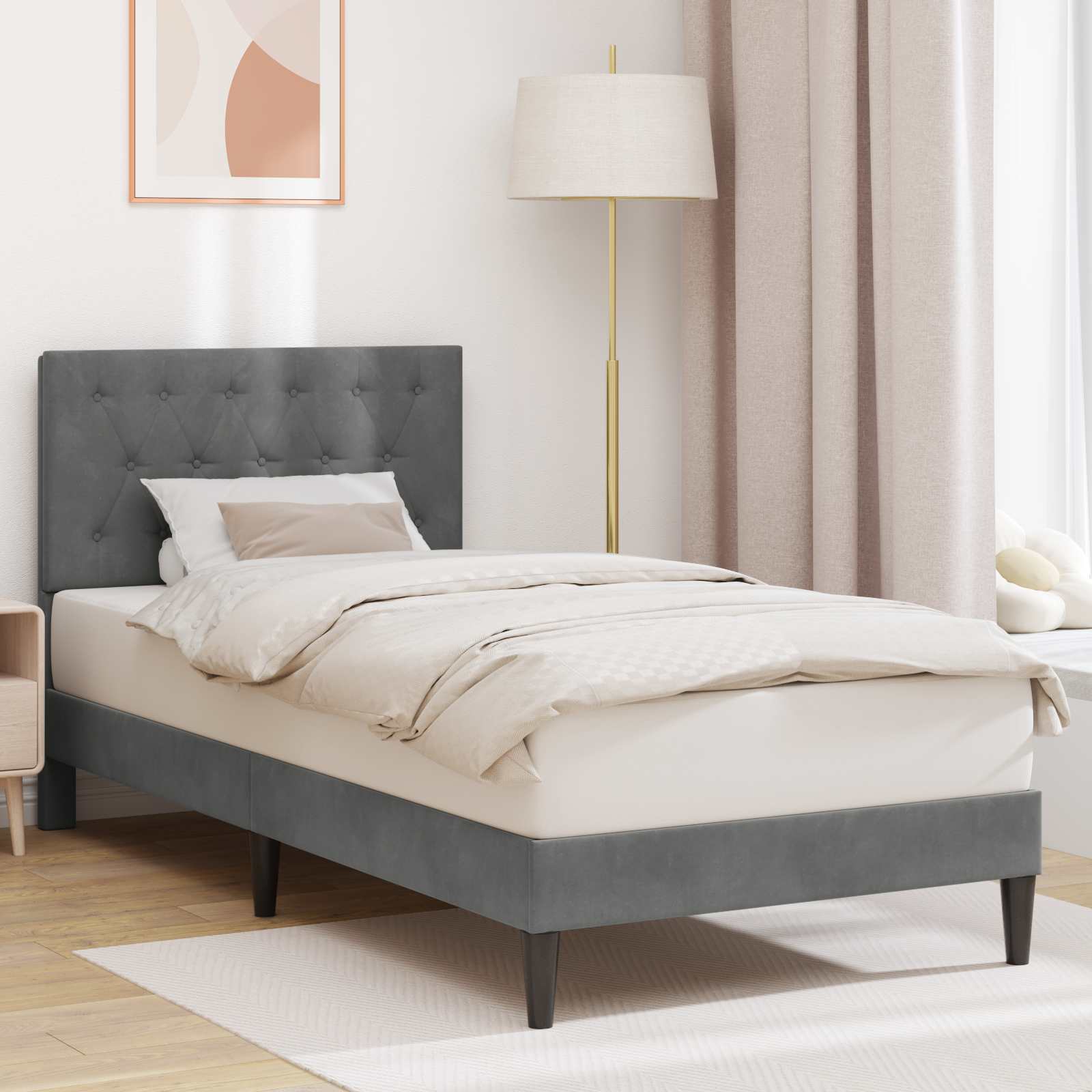 Krevetna konstrukcija Tamnosiva 100 x 200 cm Baršun