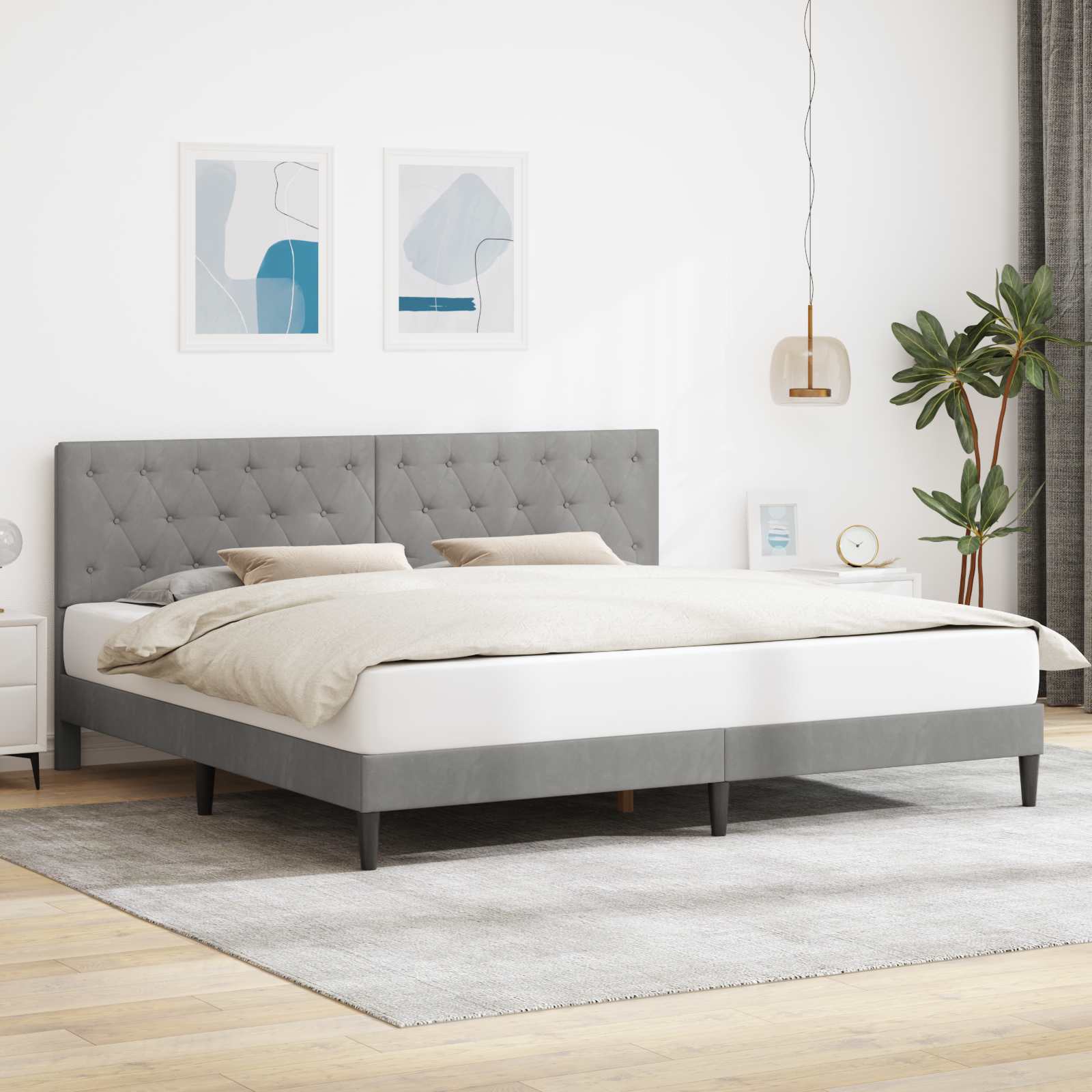 Krevetna konstrukcija Svjetlosiva 200 x 200 cm Baršun