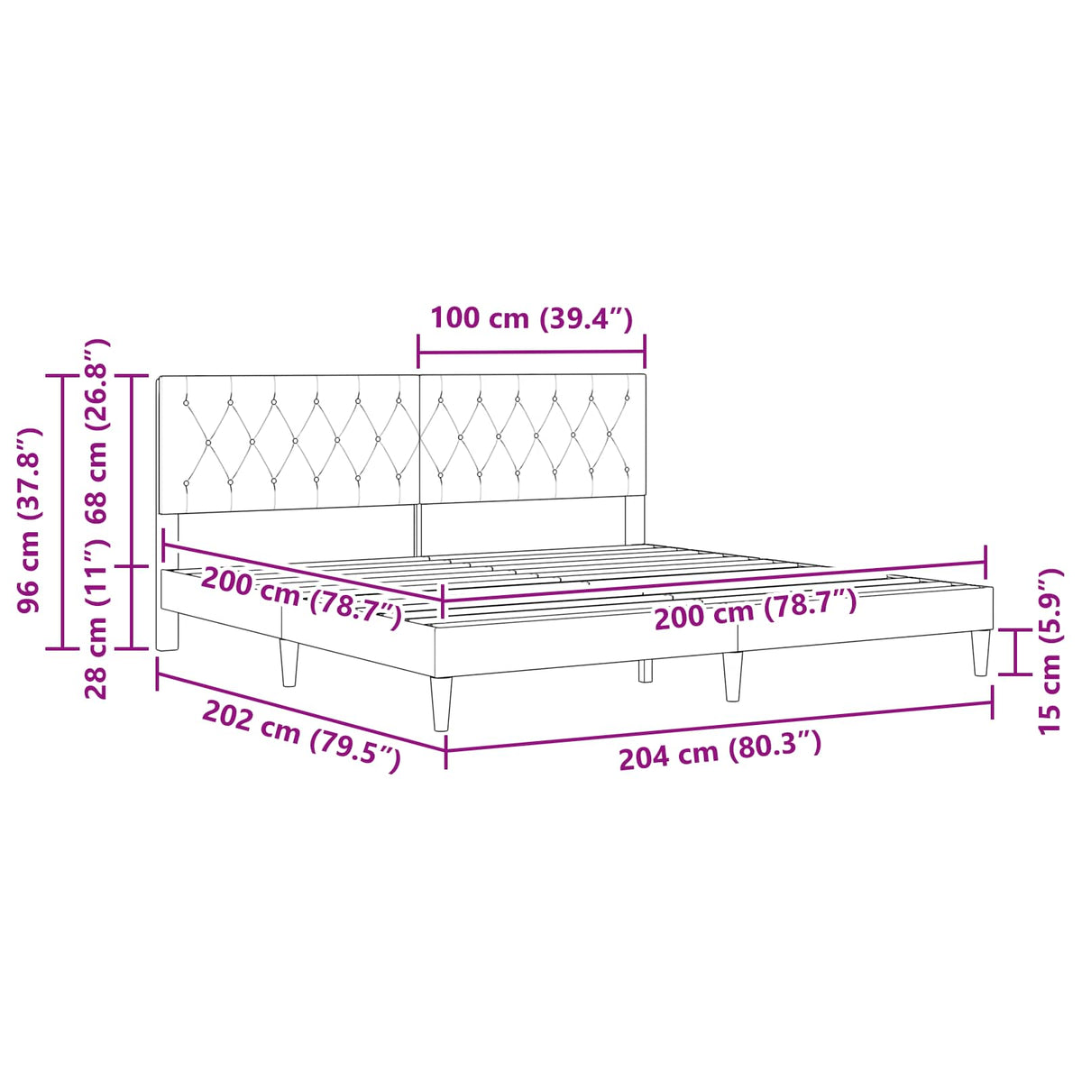 Krevetna konstrukcija Svjetlosiva 200 x 200 cm Baršun