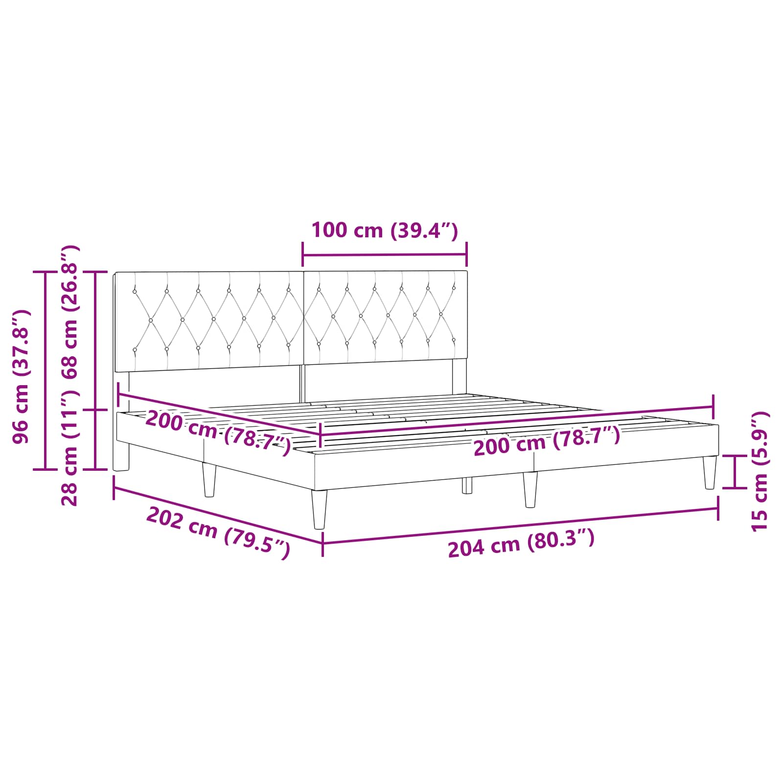 Krevetna konstrukcija Svjetlosiva 200 x 200 cm Baršun