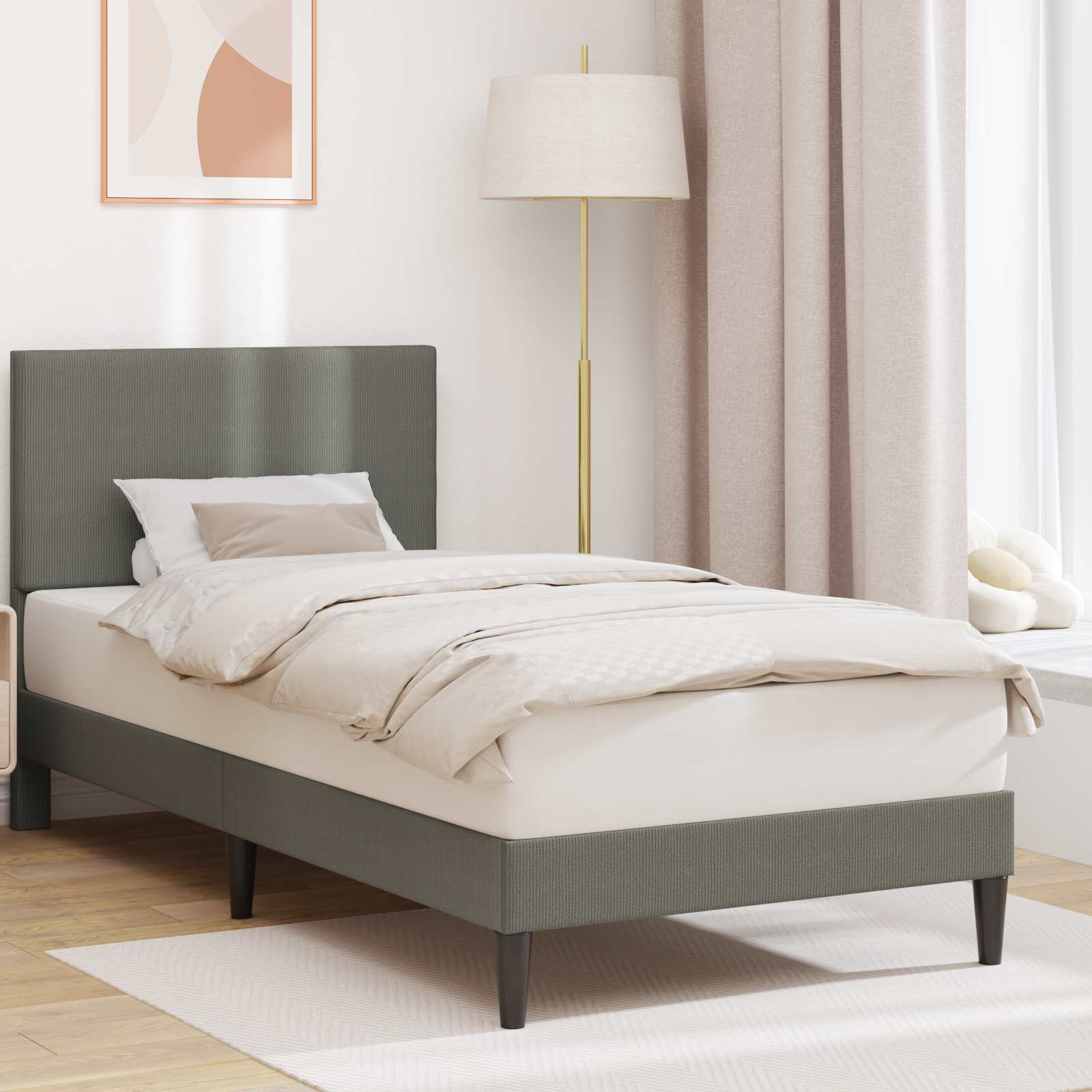 Krevetna konstrukcija Svjetlosiva 90 x 190 cm Kordura tekstil