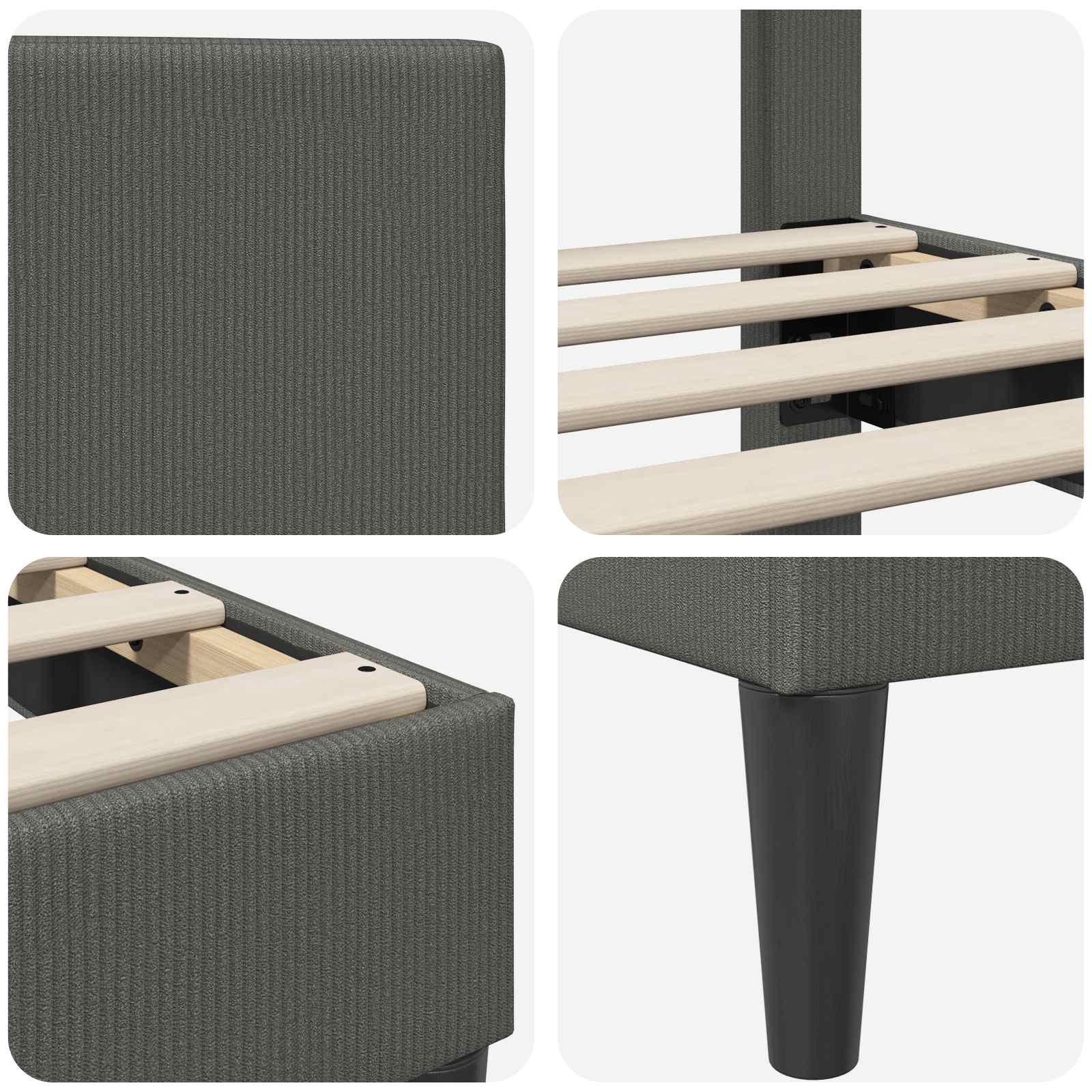 Krevetna konstrukcija Tamnosiva 90 x 190 cm Kordura tekstil