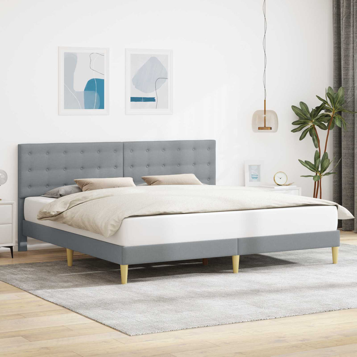 Krevetna konstrukcija Svjetlosiva 180 x 200 cm Tkanina