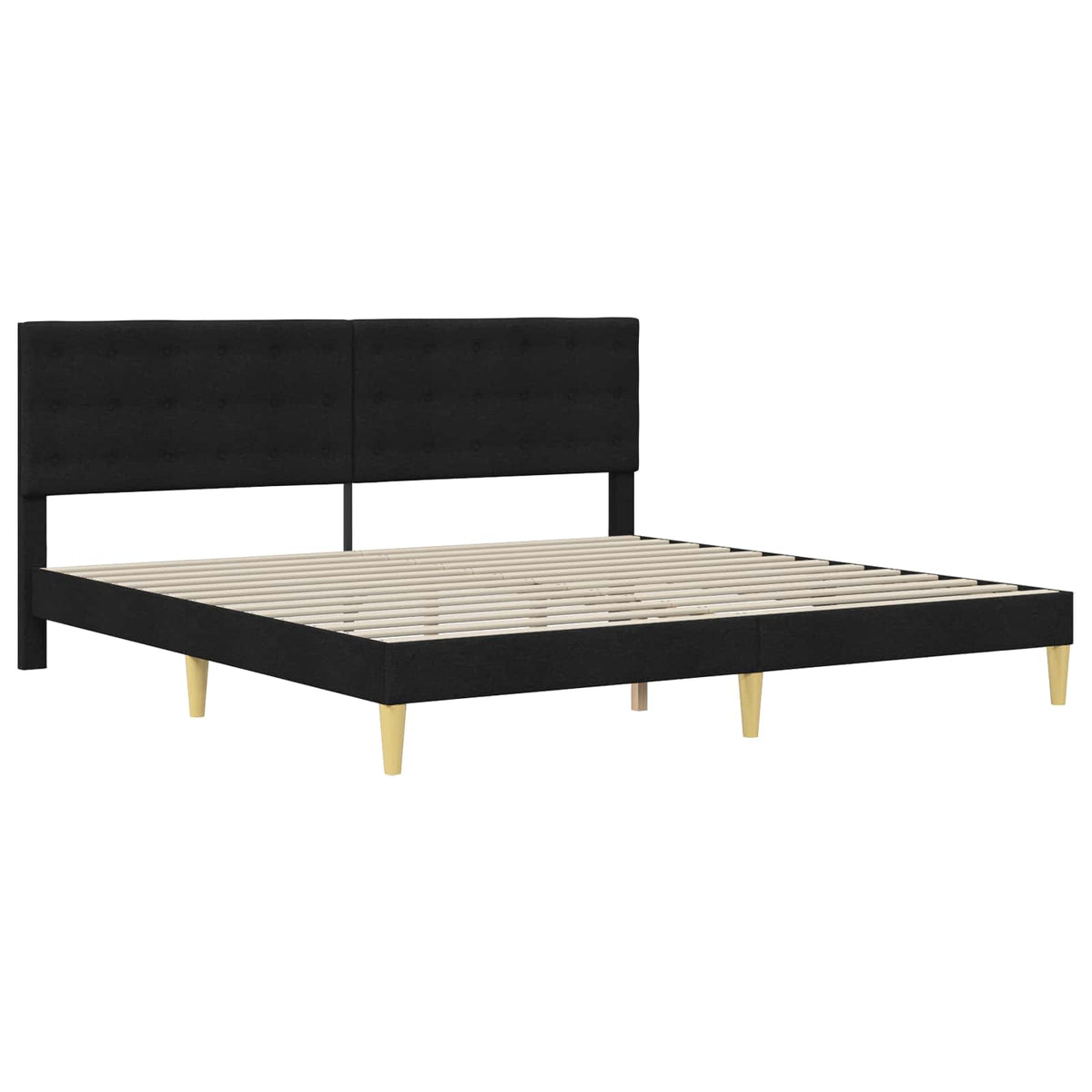Krevetna konstrukcija s uzglavljem Crna 200 x 200 cm Tkanina