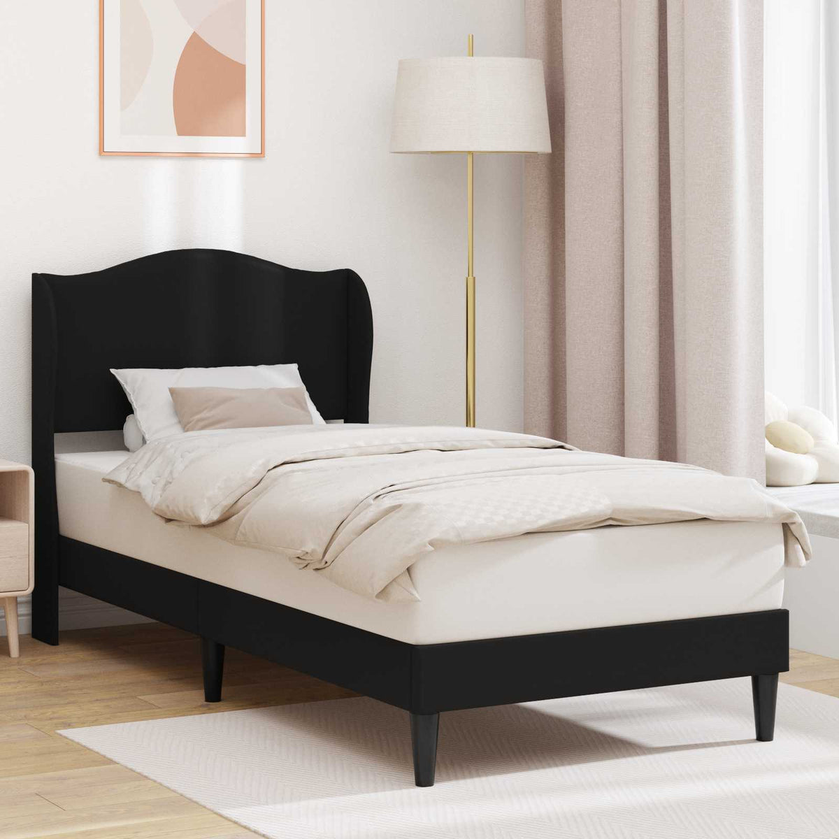 Krevetna konstrukcija Crna 90 x 200 cm Umjetna koža