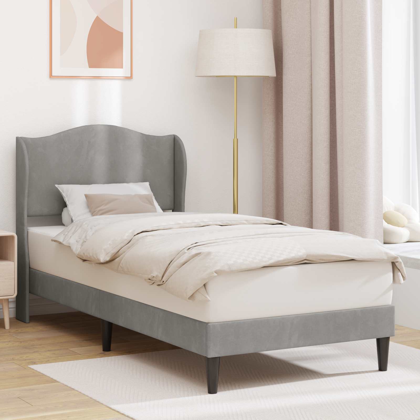 Krevetna konstrukcija Svjetlosiva 90 x 200 cm Baršun