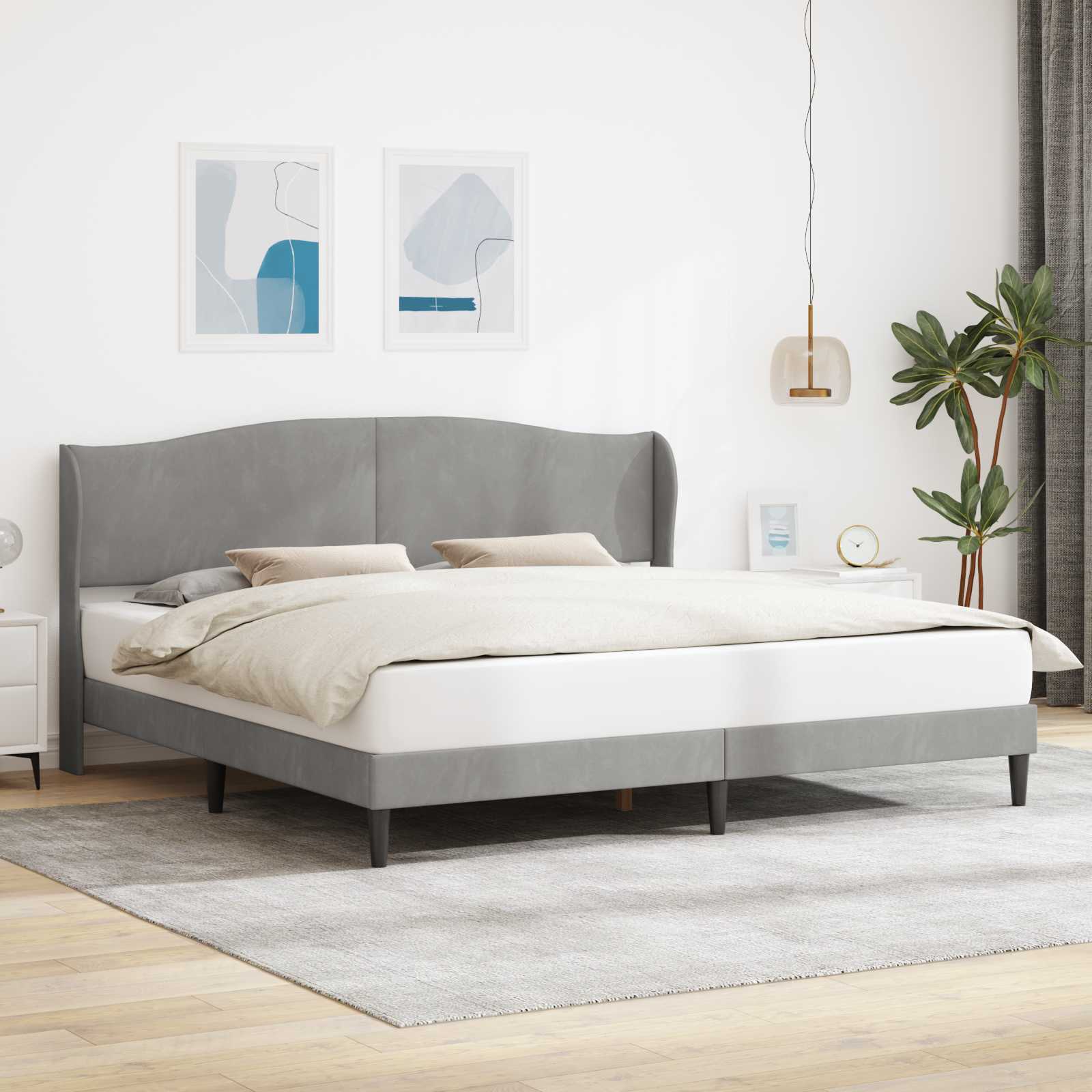 Krevetna konstrukcija Svjetlosiva 180 x 200 cm Baršun
