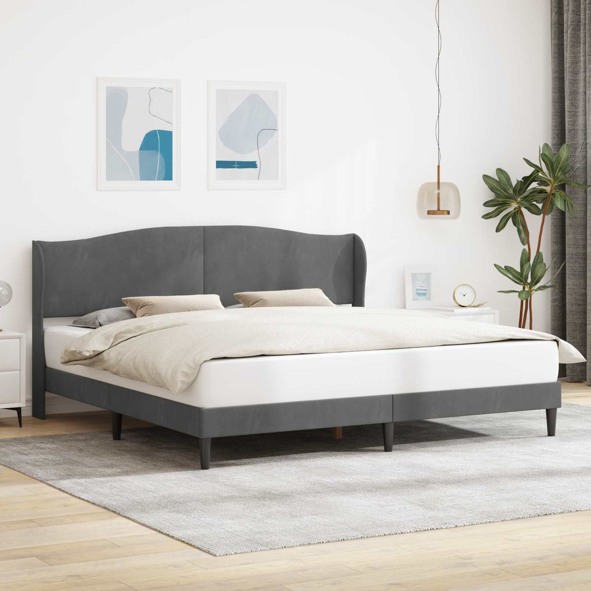 Krevetna konstrukcija Tamnosiva 200 x 200 cm Baršun