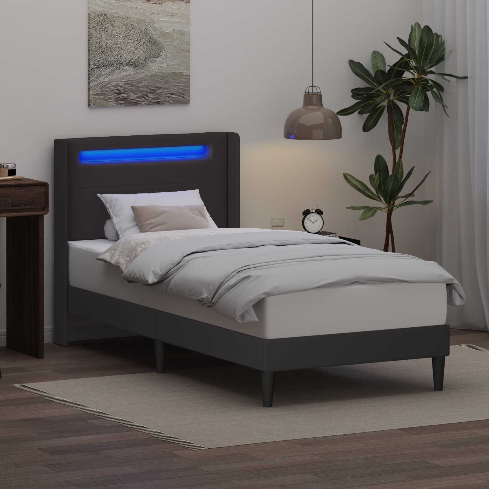 Krevetna konstrukcija Siva 80 x 200 cm Umjetna koža