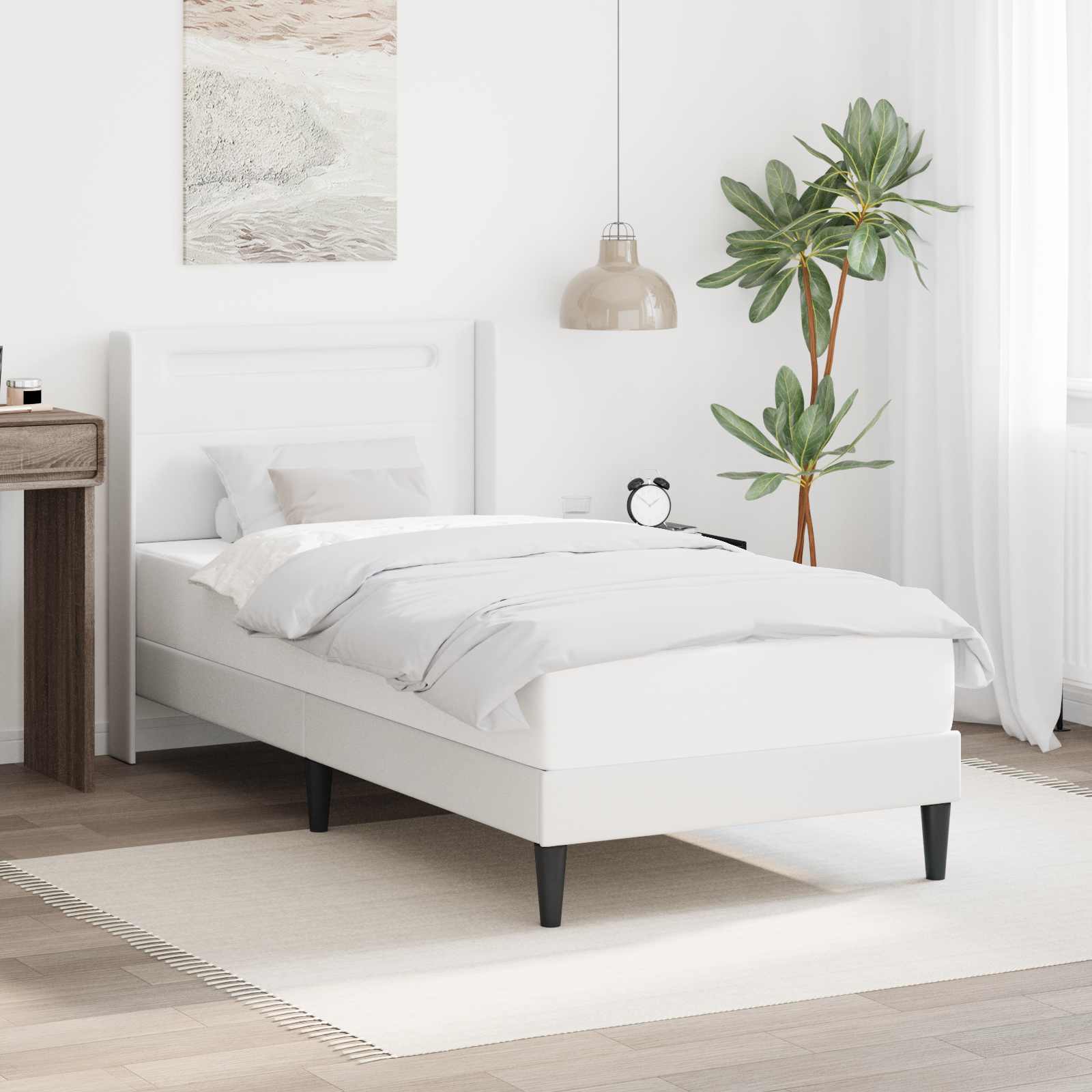 Krevetna konstrukcija Bijela 90 x 200 cm Umjetna koža