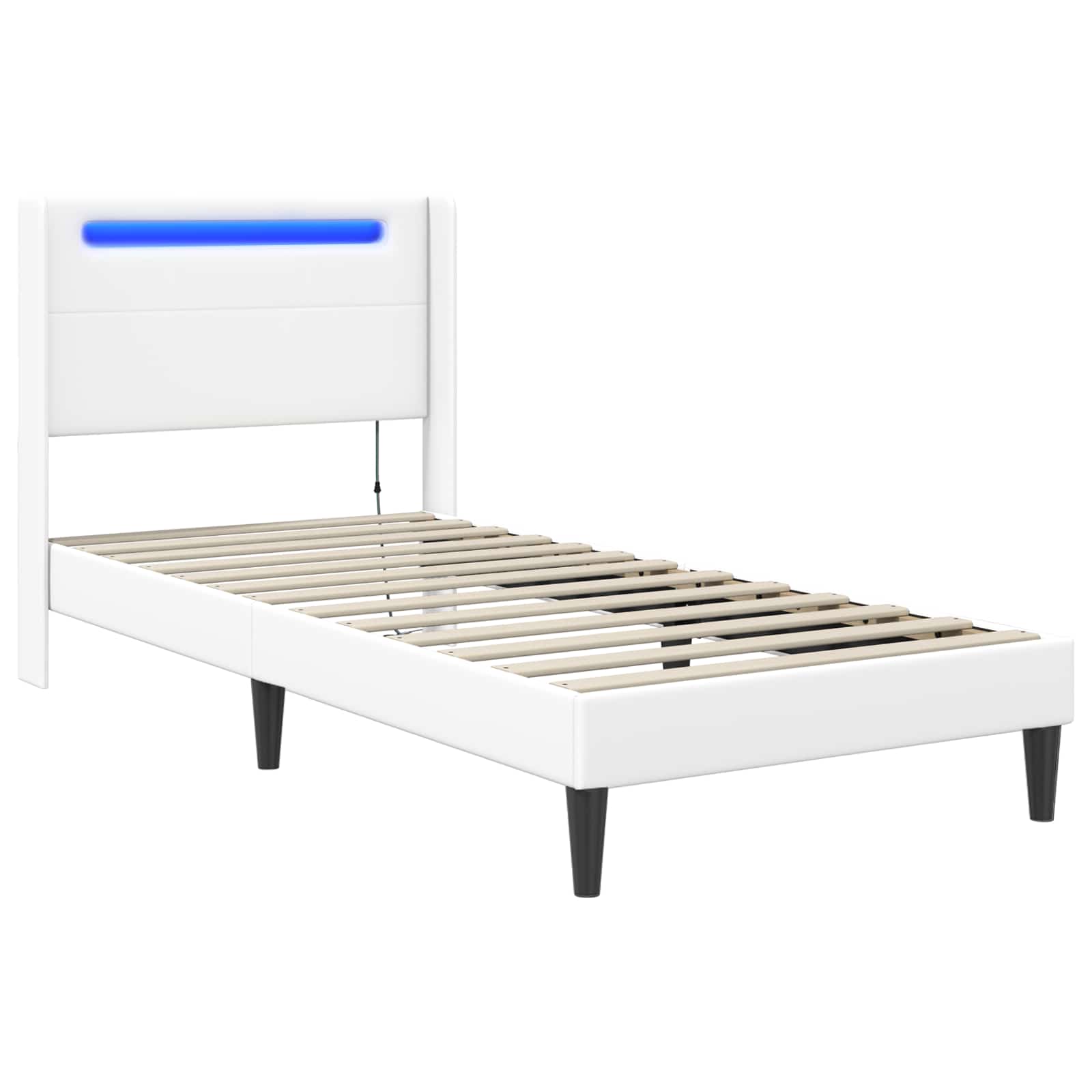 Krevetna konstrukcija Bijela 90 x 200 cm Umjetna koža