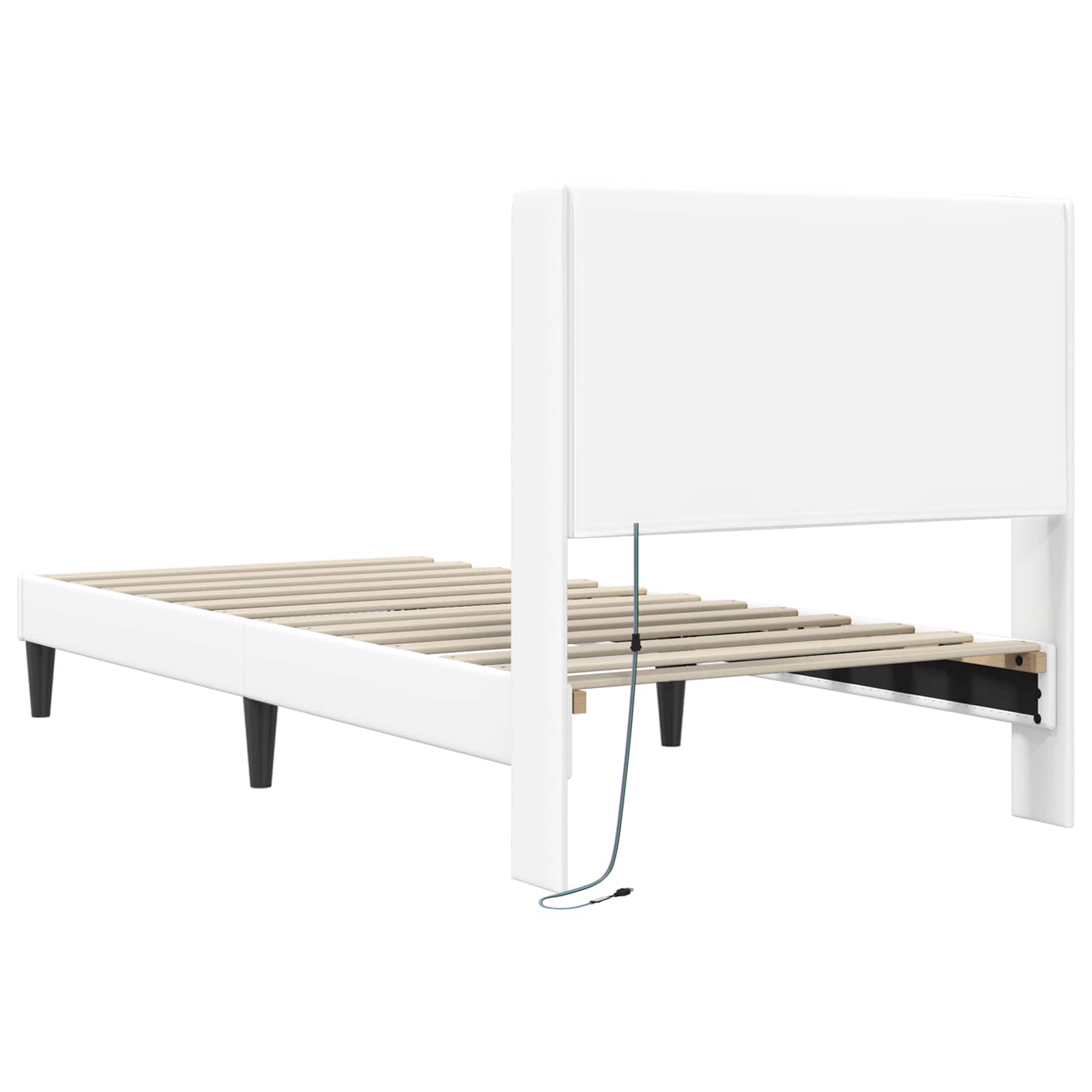 Krevetna konstrukcija Bijela 90 x 200 cm Umjetna koža