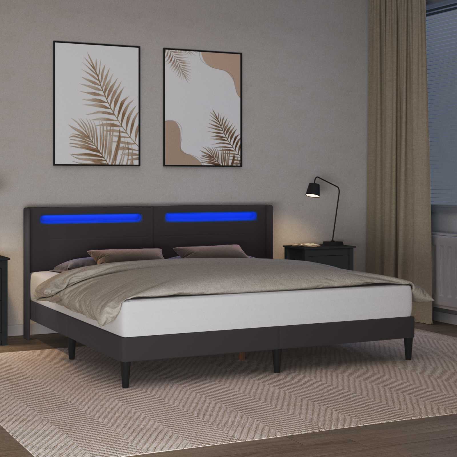 Krevetna konstrukcija Siva 200 x200 cm Umjetna koža