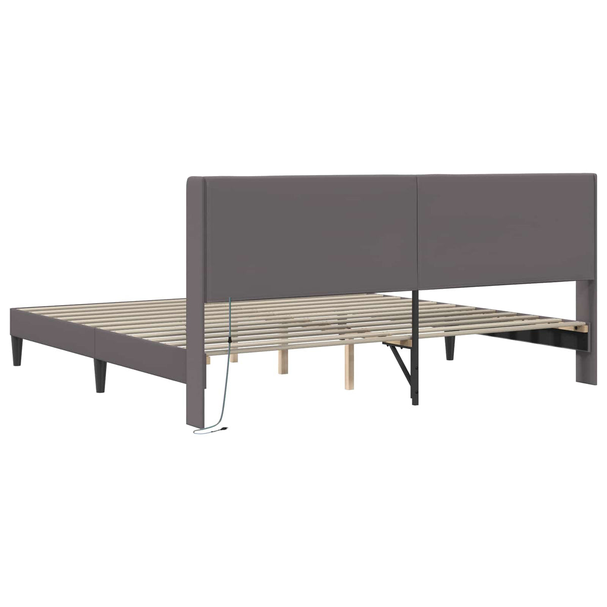 Krevetna konstrukcija Siva 200 x200 cm Umjetna koža